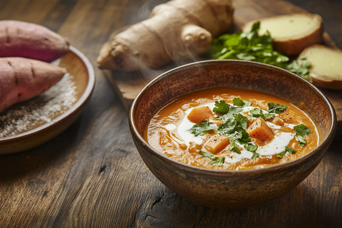 Sopa de Batata-doce e Gengibre no Robot de Cozinha - Receita