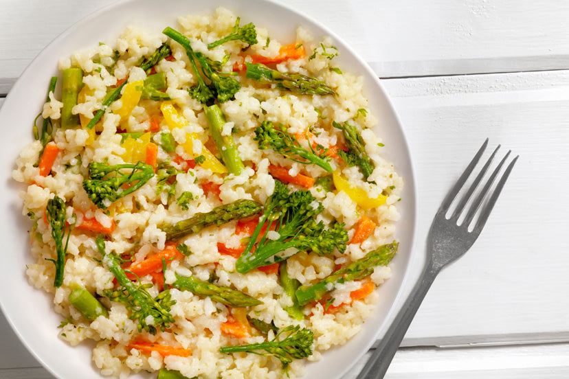 Arroz de coco com mix de legumes