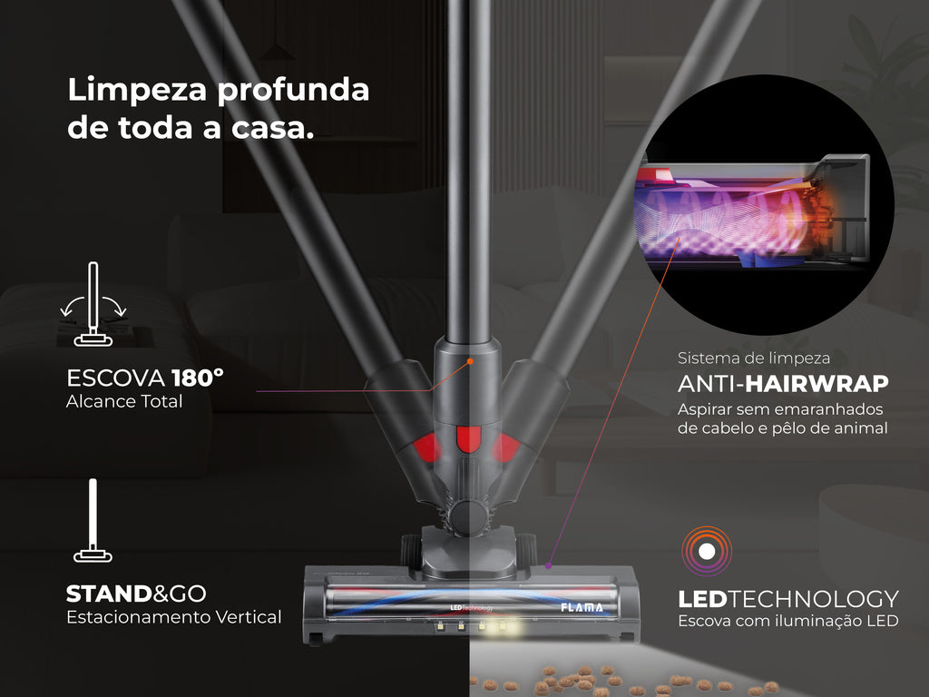 Aspirador Vertical ProClean 40 Sem Fios 1644FL FLAMA