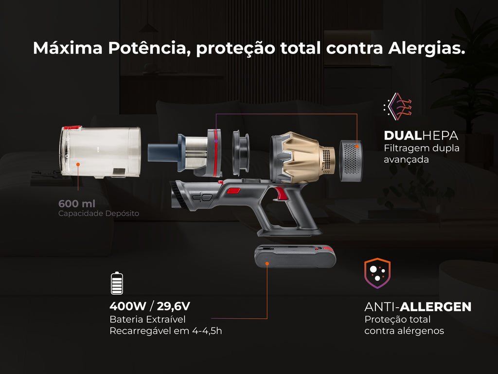 Aspirador Vertical ProForce 60 Sem Fios 1645FL FLAMA