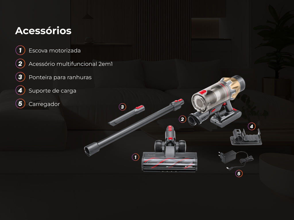 Aspirador Vertical ProForce 60 Sem Fios 1645FL FLAMA