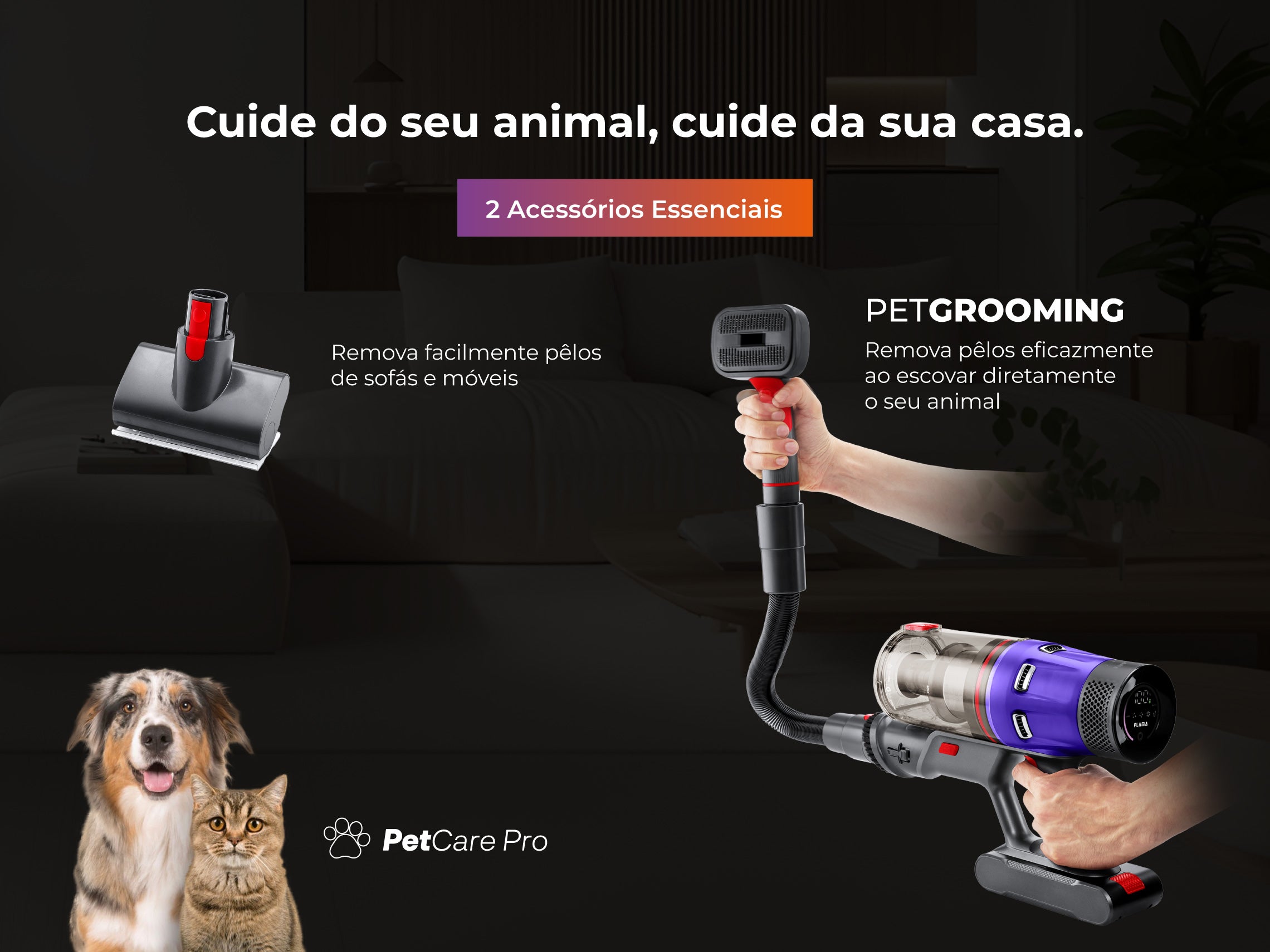 Aspirador Vertical ProExtreme Pet 85 Sem Fios 1648FL FLAMA