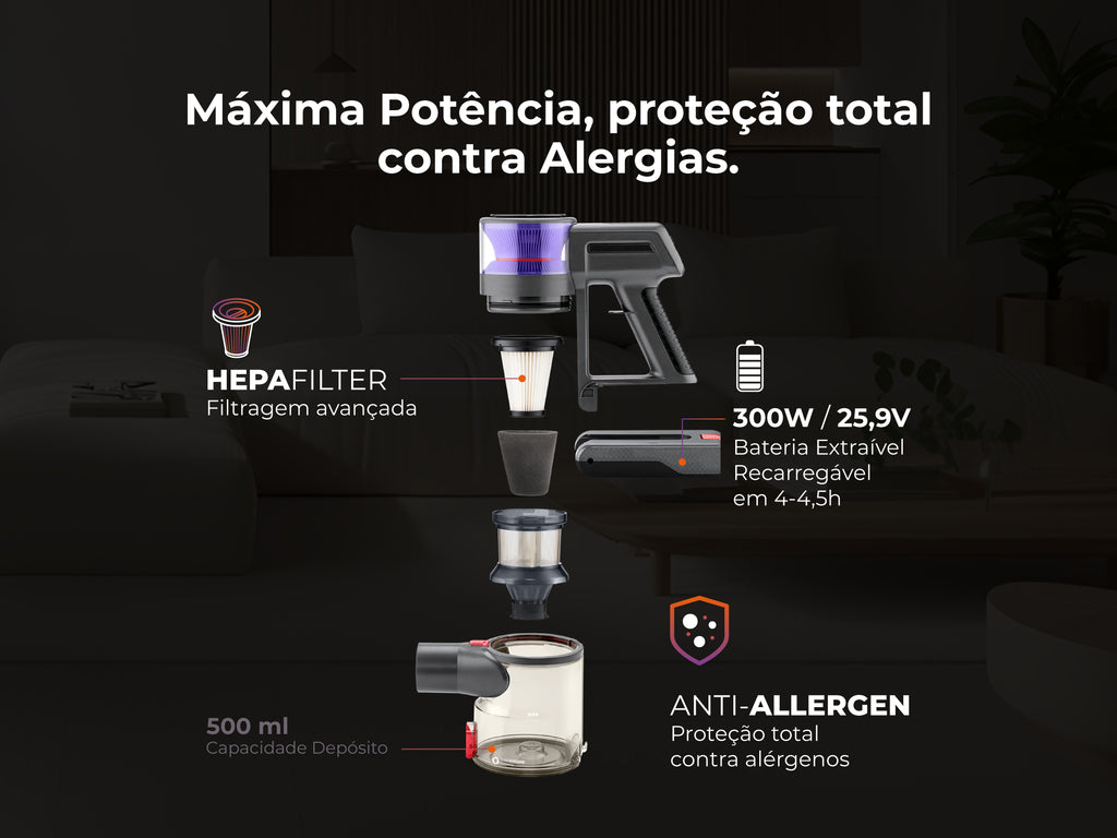 Aspirador Vertical Sem Fio ProClean Flex 50 1649FL FLAMA