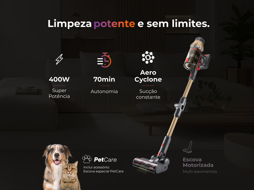 Aspirador Vertical Sem Fio ProForce Flex Push&Clean 70 1650FL FLAMA