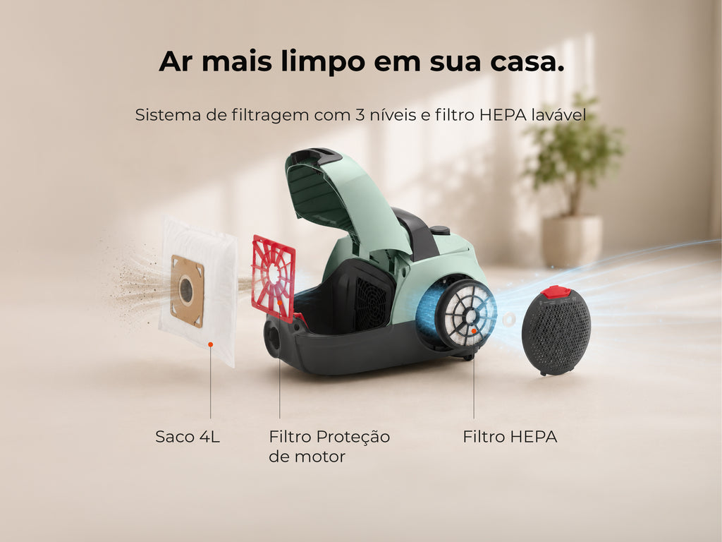 Aspirador Com Saco Spin&Go 800W 1677FL FLAMA