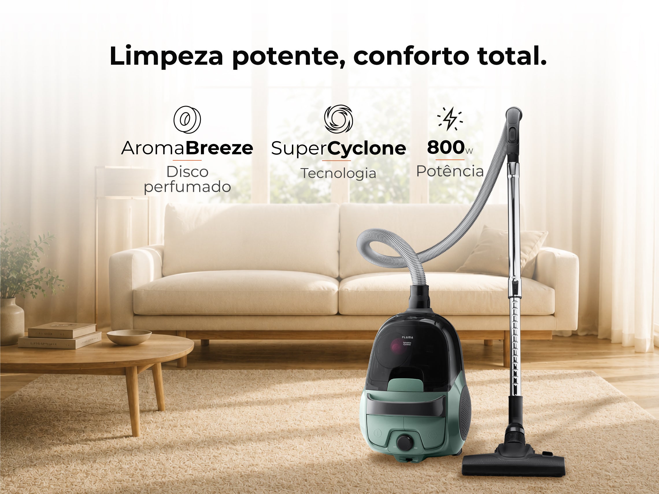 Aspirador Sem Saco Spin&Go Cyclone 800W 1687FL FLAMA