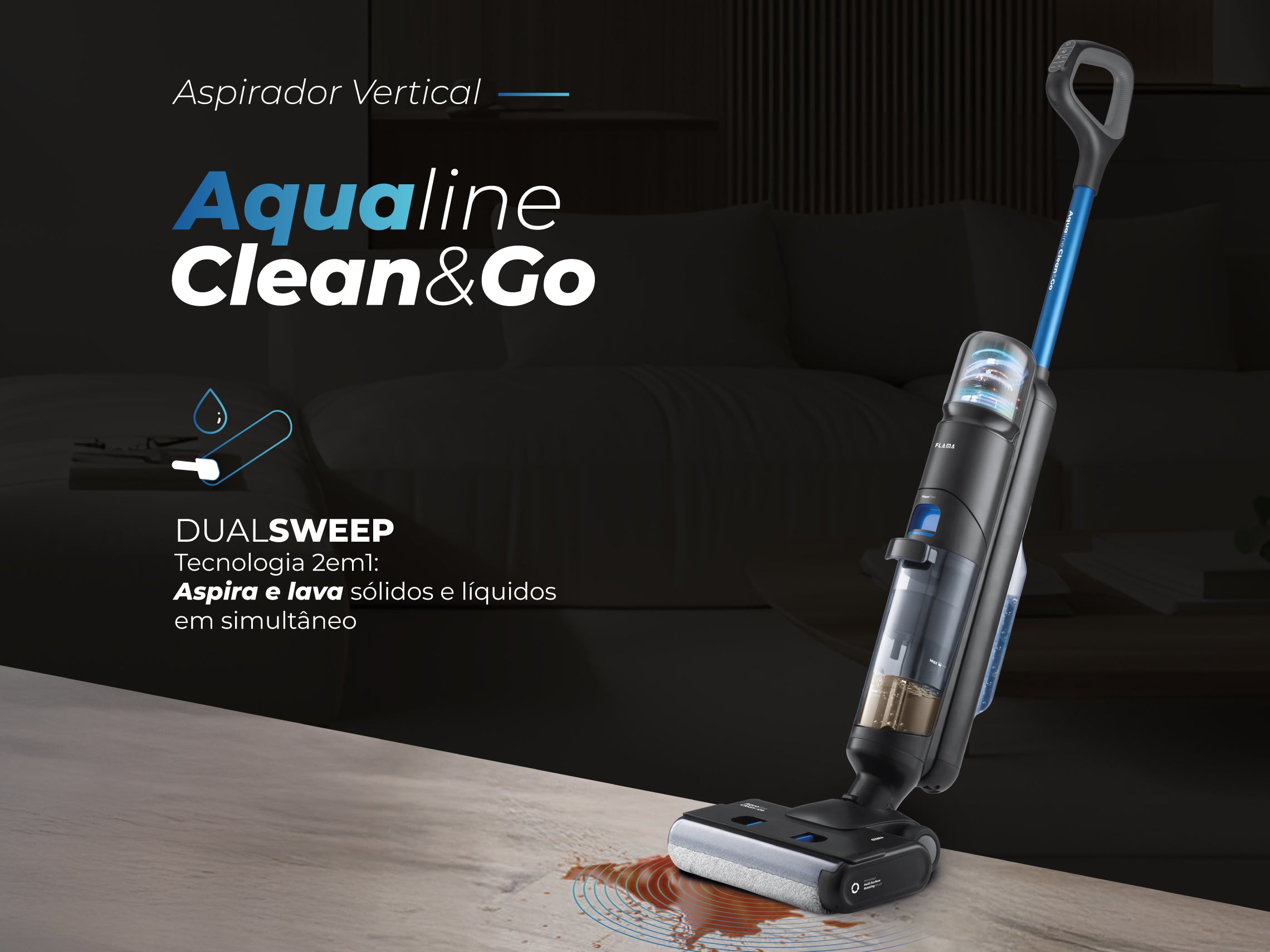 Aspirador Vertical Aqualine Clean&Go 1691FL FLAMA