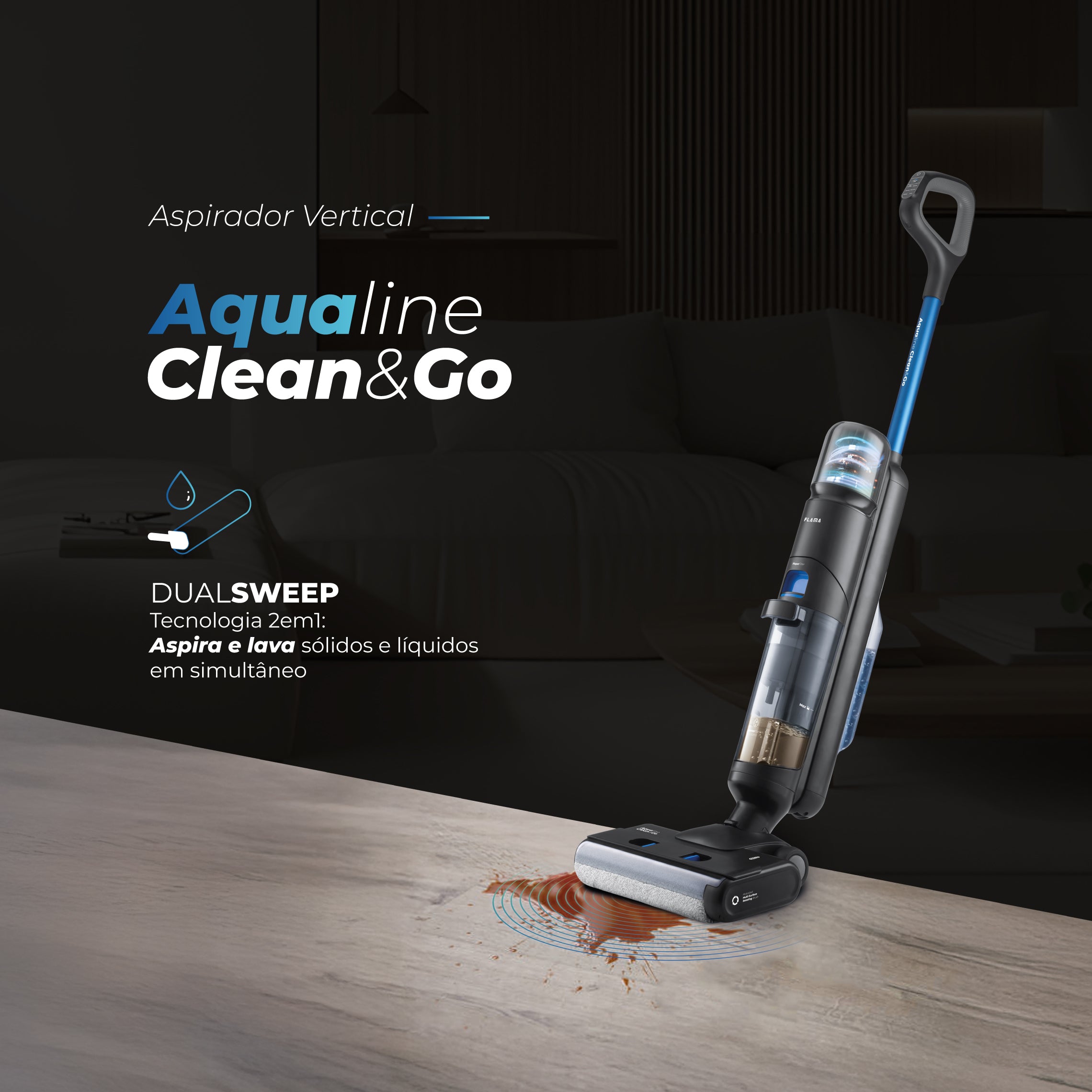 Aspirador Vertical Aqualine Clean&Go 1691FL