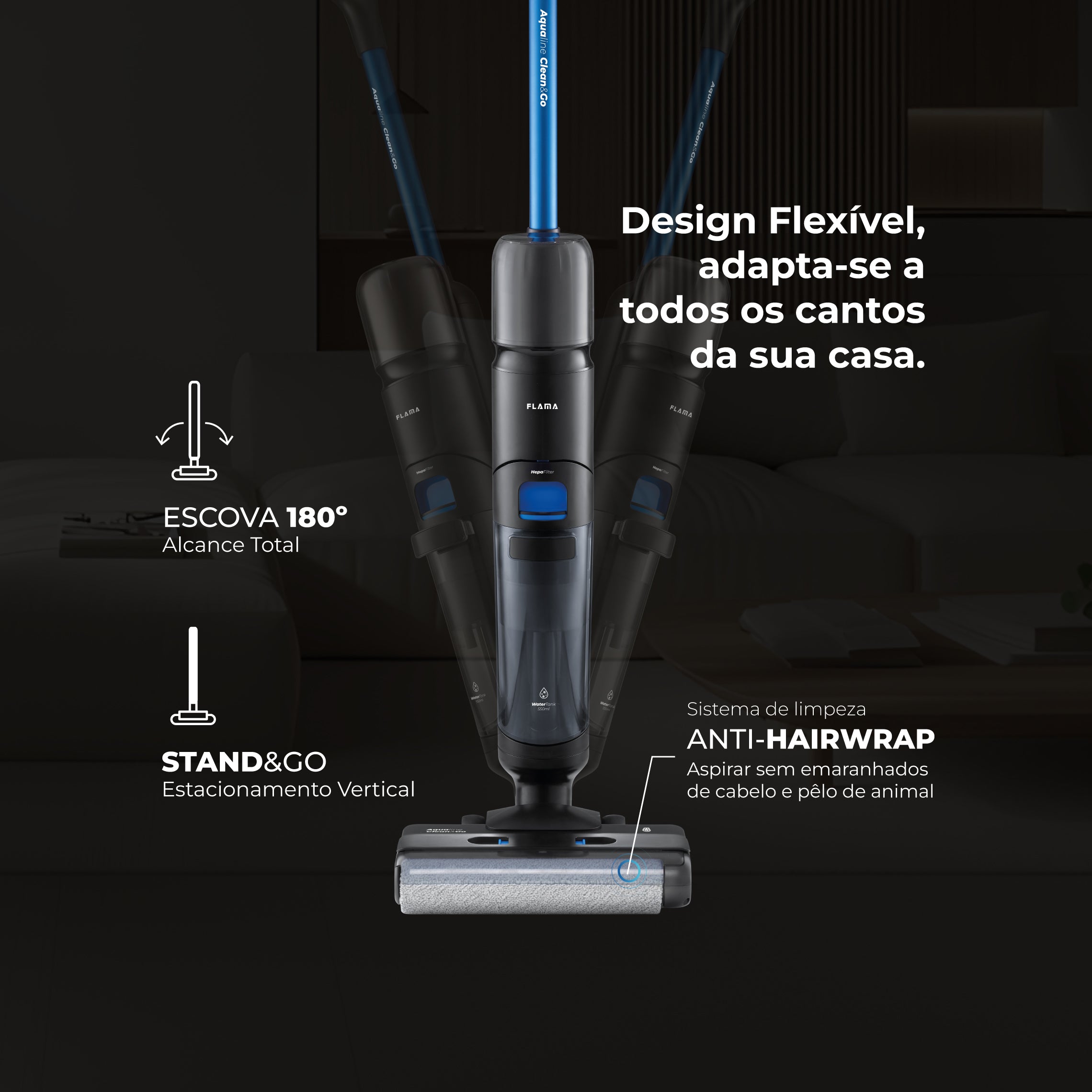 Aspirador Vertical Aqualine Clean&Go 1691FL