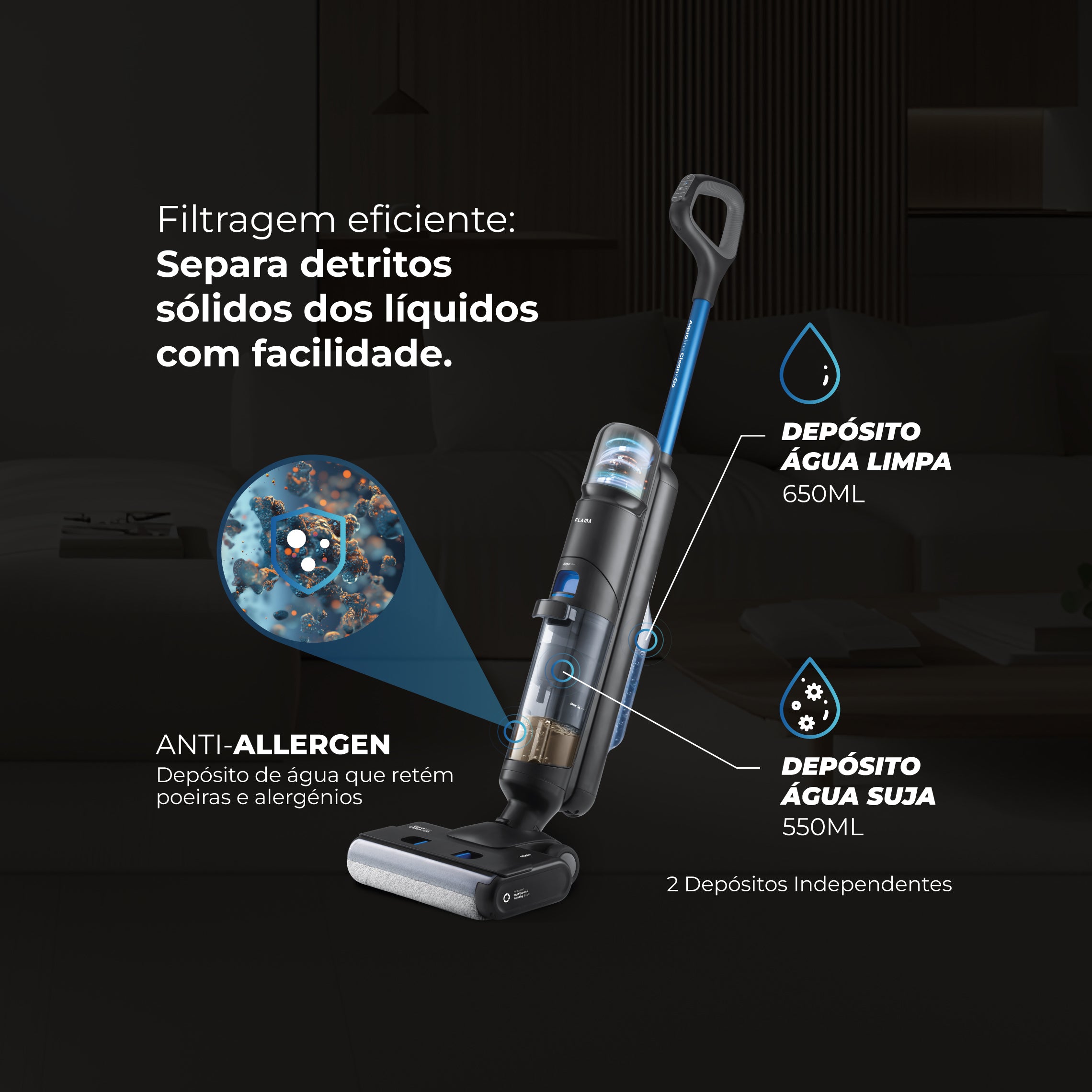 Aspirador Vertical Aqualine Clean&Go 1691FL