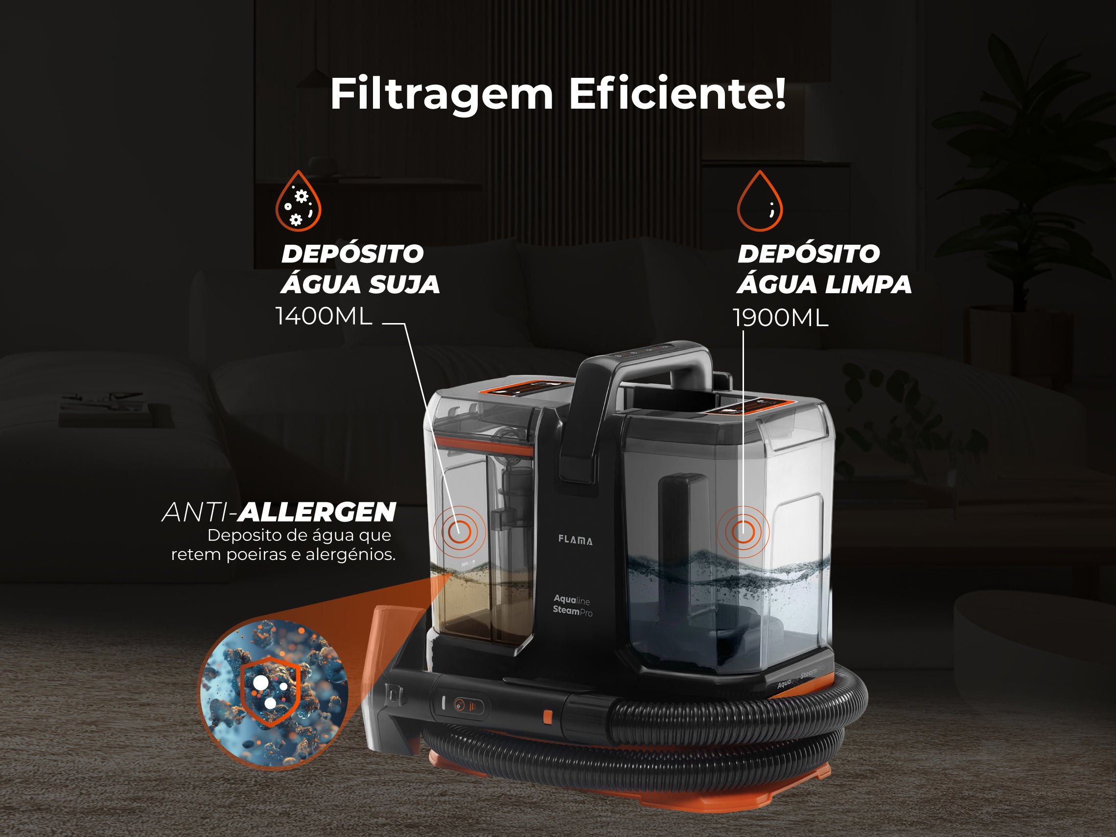 Máquina de Limpeza Aqualine SteamPro 1696FL FLAMA