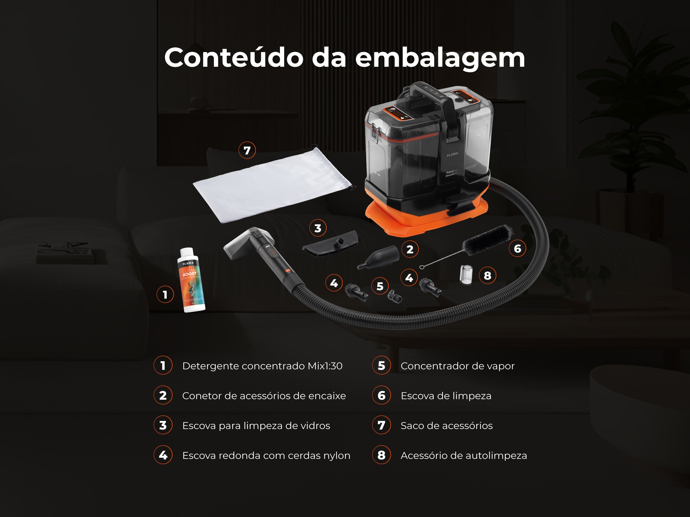 Máquina de Limpeza Aqualine SteamPro 1696FL FLAMA