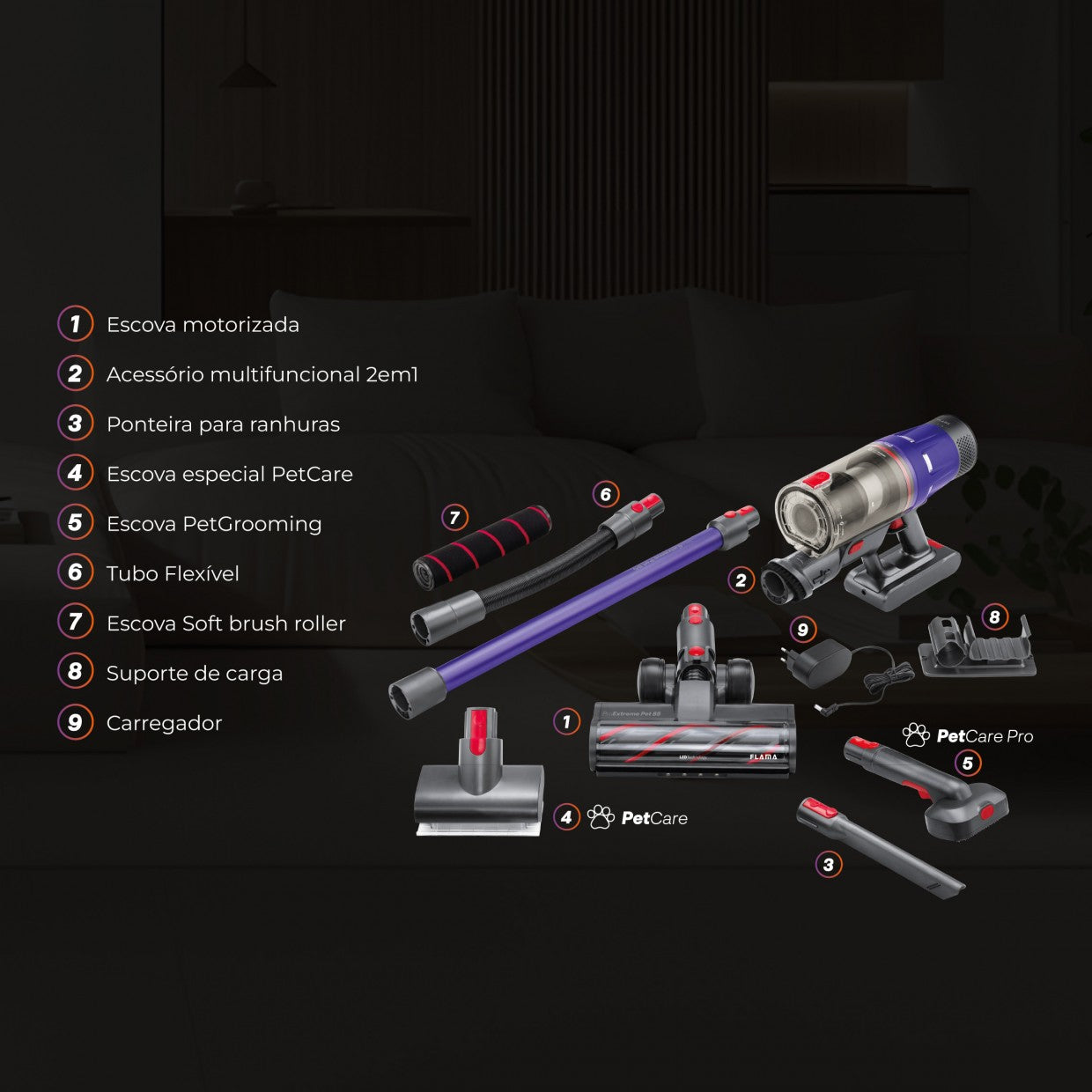 Aspirador Vertical ProExtreme Pet 85 Sem Fios 1648FL