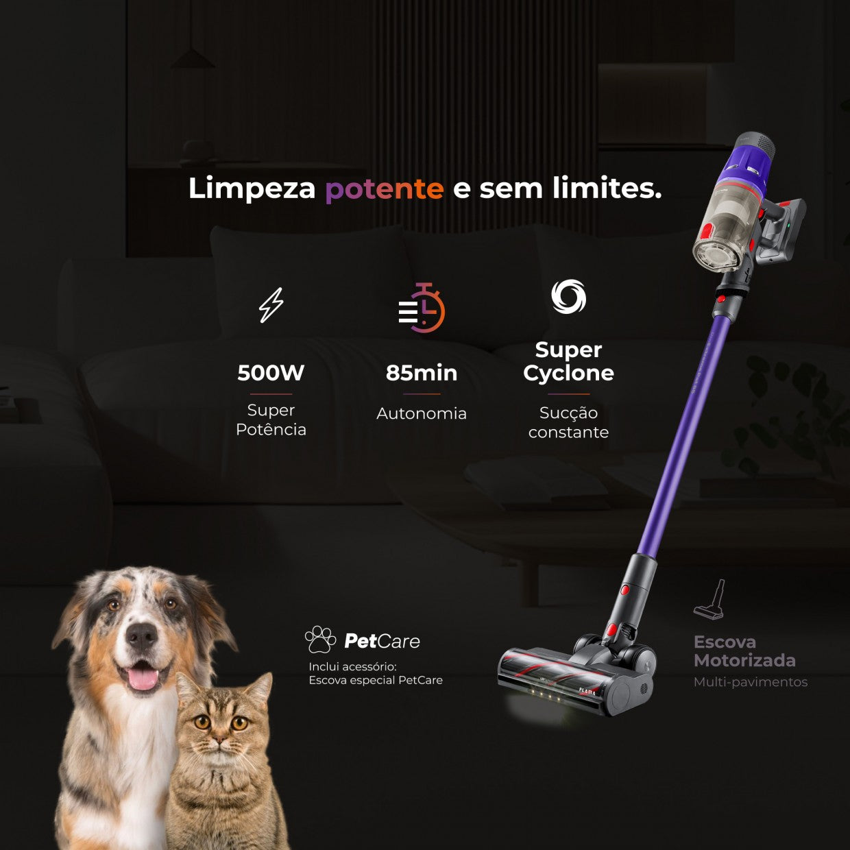 Aspirador Vertical ProExtreme Pet 85 Sem Fios 1648FL