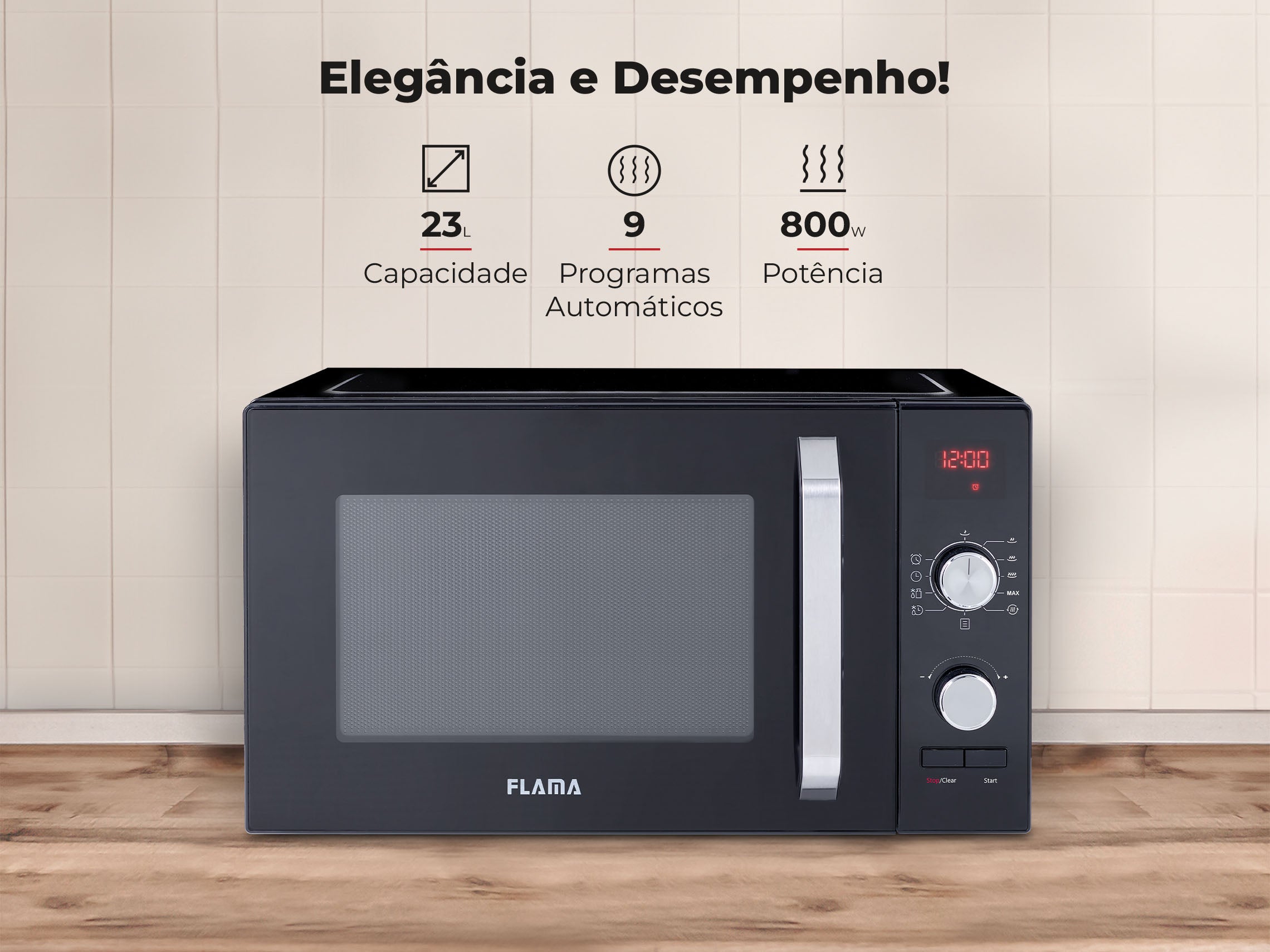 Micro-ondas 23L Digital Preto 1837FL FLAMA
