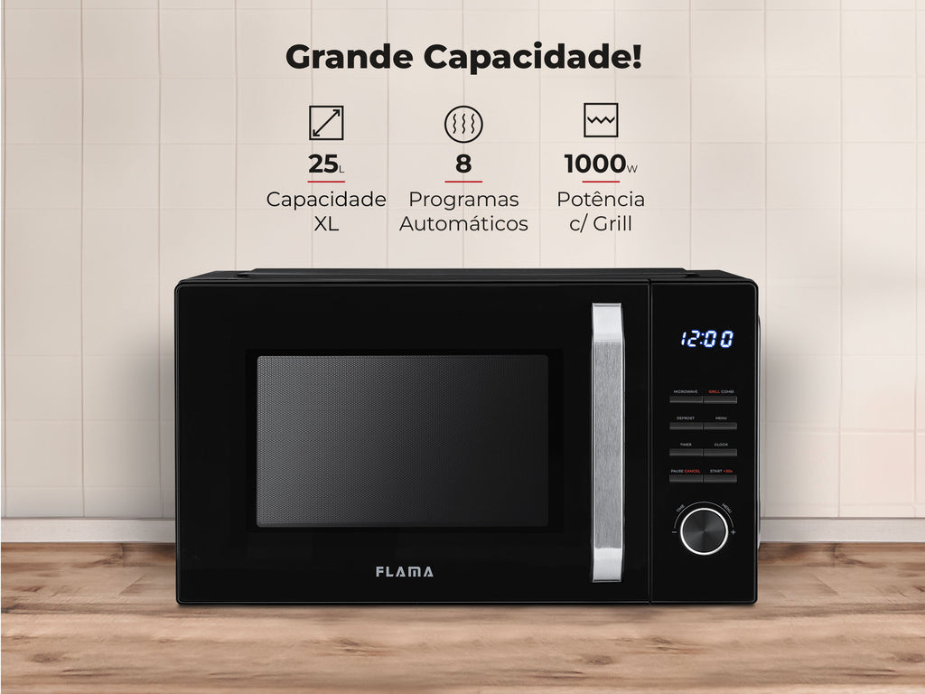 Micro-ondas 25L Digital Com Grill Preto 1862FL FLAMA
