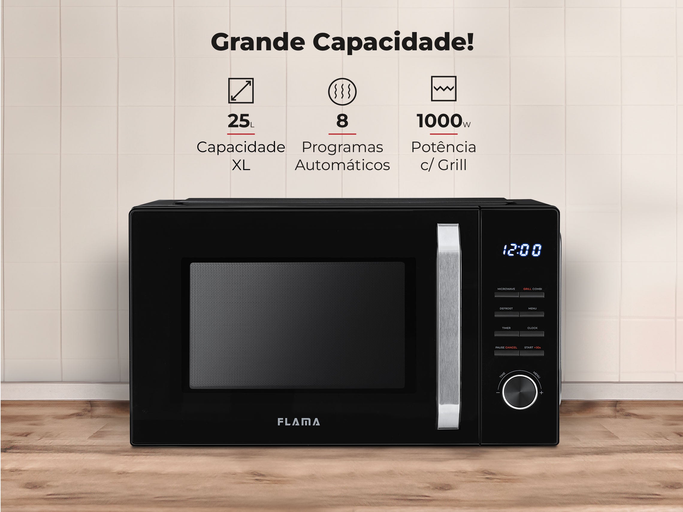 Micro-ondas 25L Digital Com Grill Preto 1862FL FLAMA