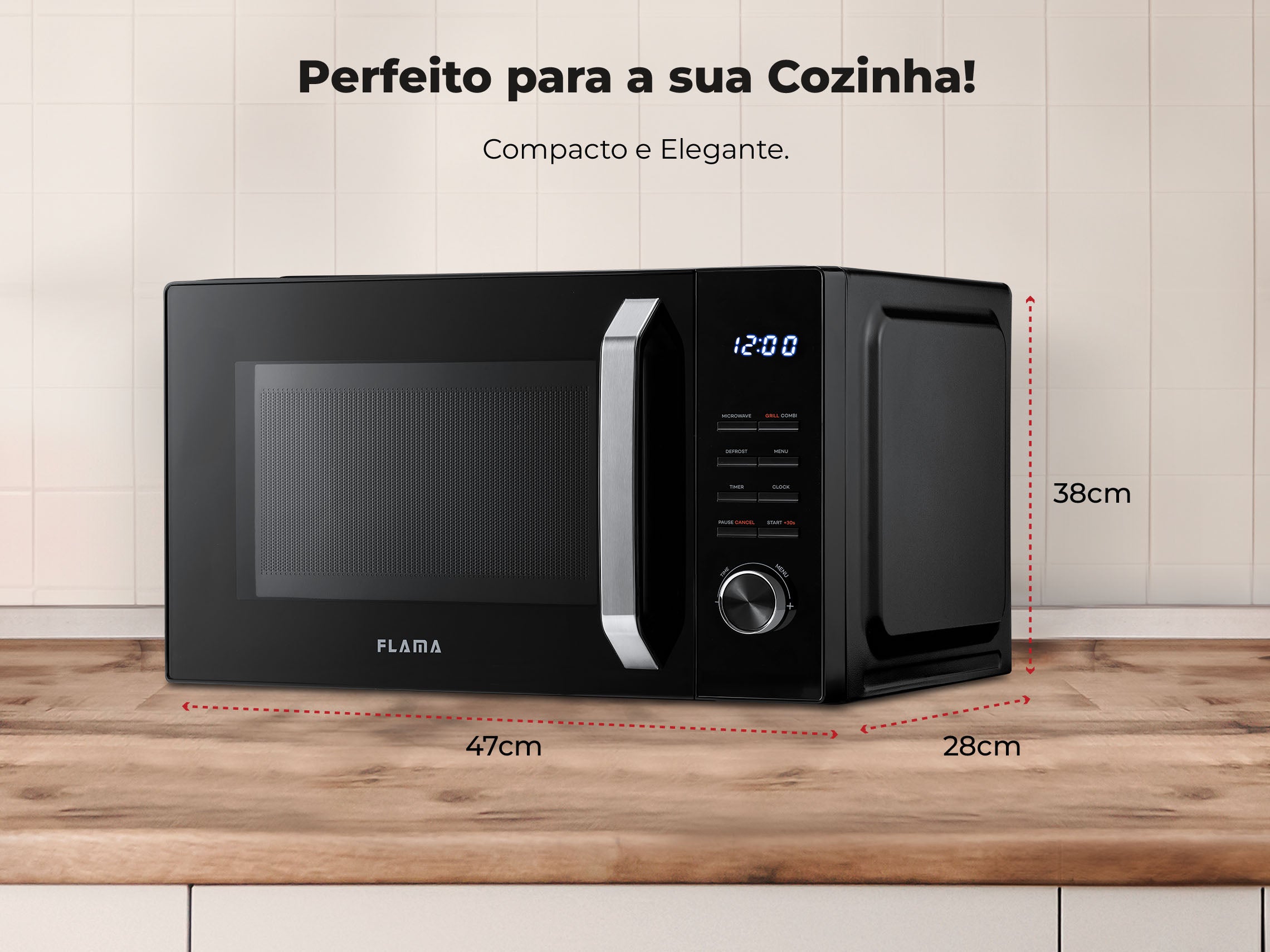 Micro-ondas 25L Digital Com Grill Preto 1862FL FLAMA
