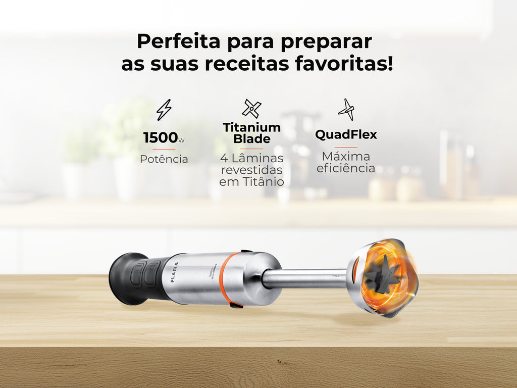 Varinha Mágica BlendUltra QuadFlex TitaniumBlade 1500W 2044FL FLAMA