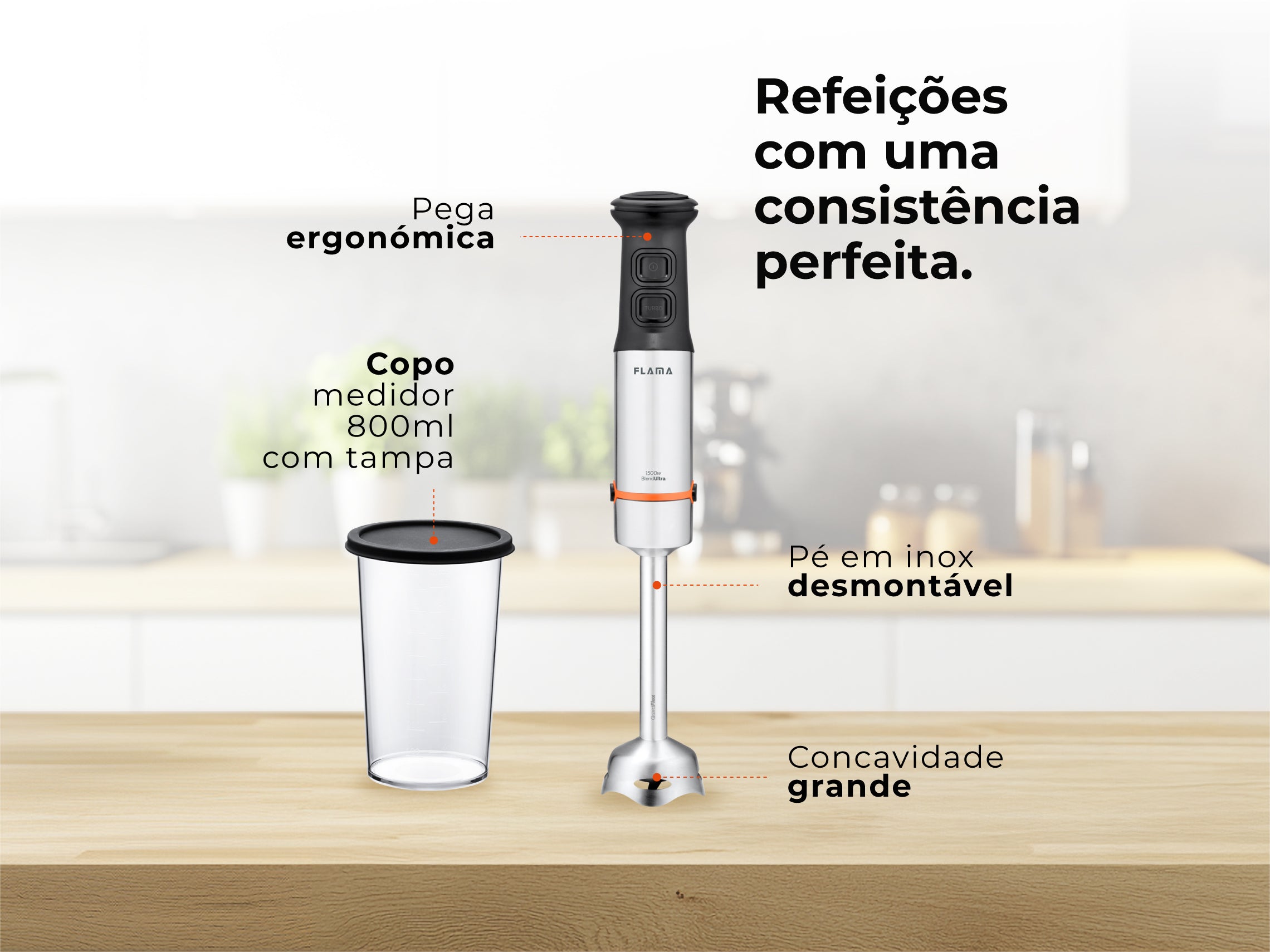 Varinha Mágica BlendUltra QuadFlex TitaniumBlade 1500W 2044FL FLAMA