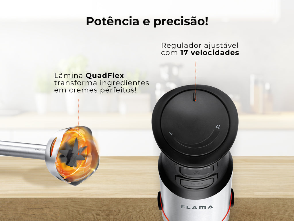 Varinha Mágica BlendUltra QuadFlex TitaniumBlade 1500W 2044FL FLAMA