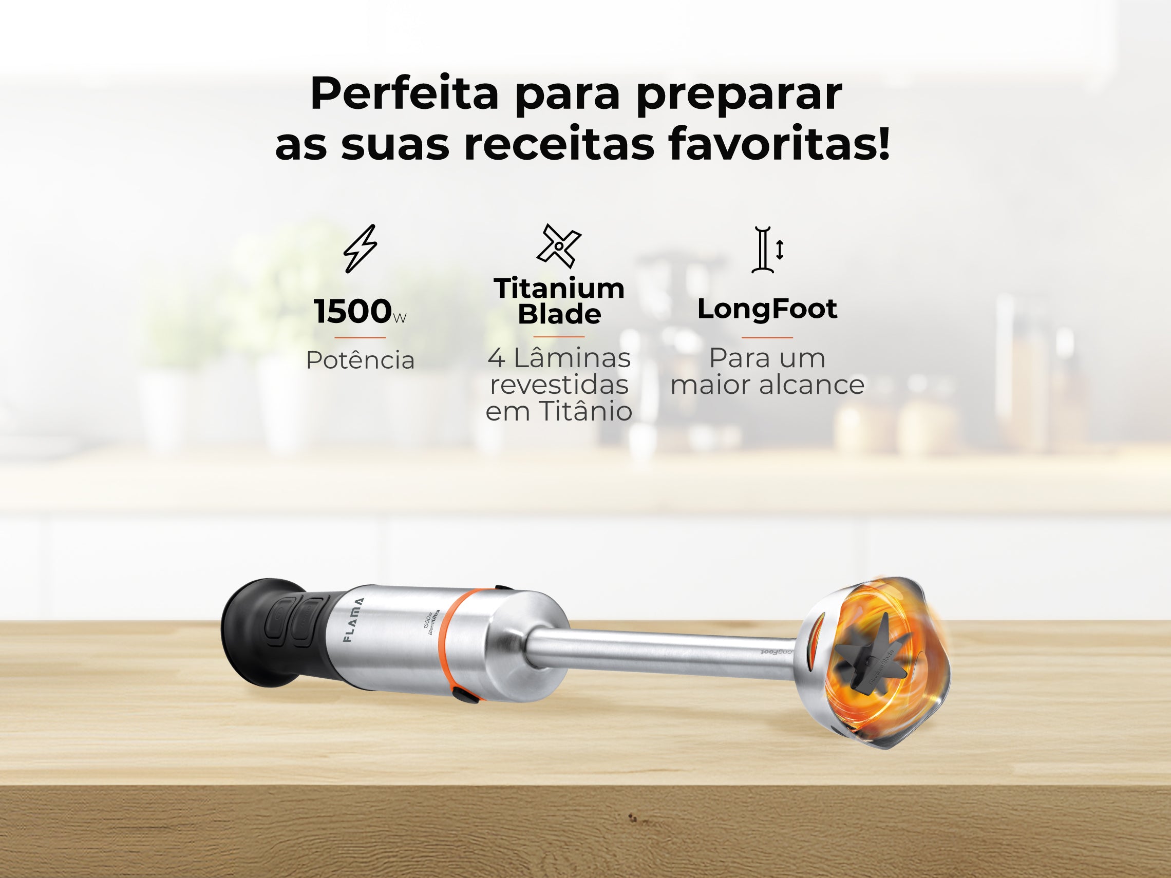 Varinha Mágica BlendUltra QuadFlex LongFoot 1500W 2045FL FLAMA