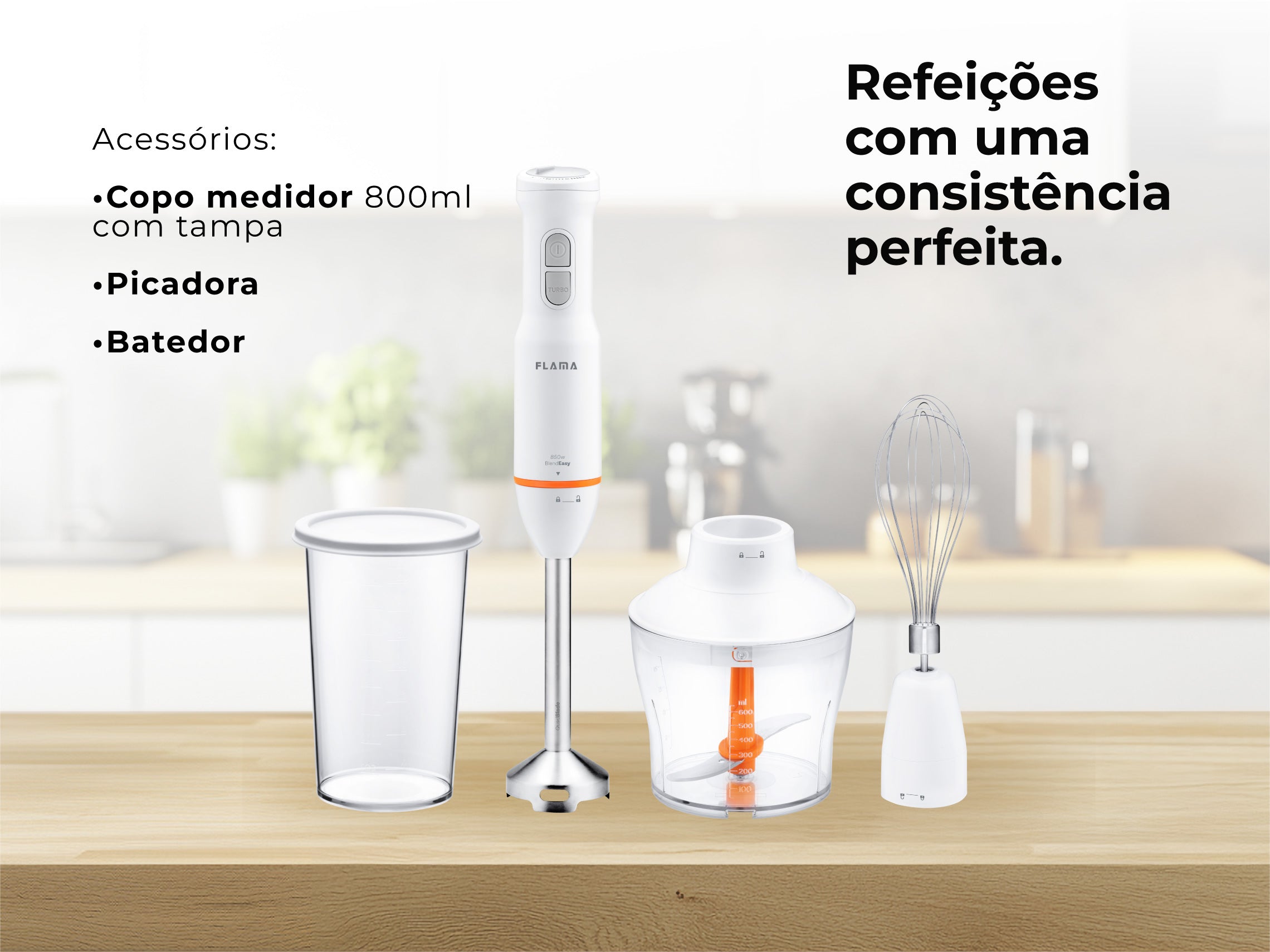 Varinha Mágica BlendEasy QuadBlade C/ Acessórios 850W 2052FL FLAMA