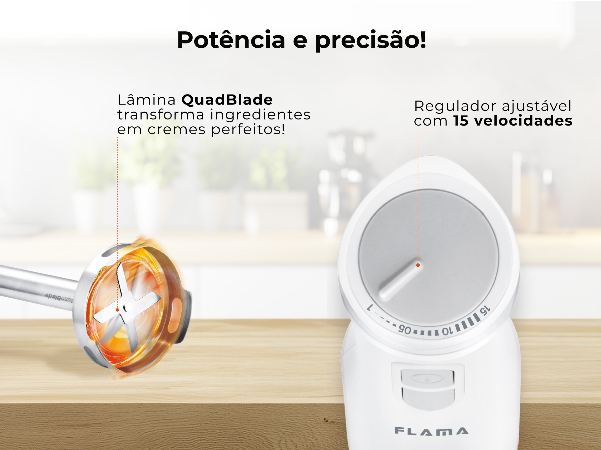 Varinha Mágica BlendEasy QuadBlade C/ Acessórios 850W 2052FL FLAMA