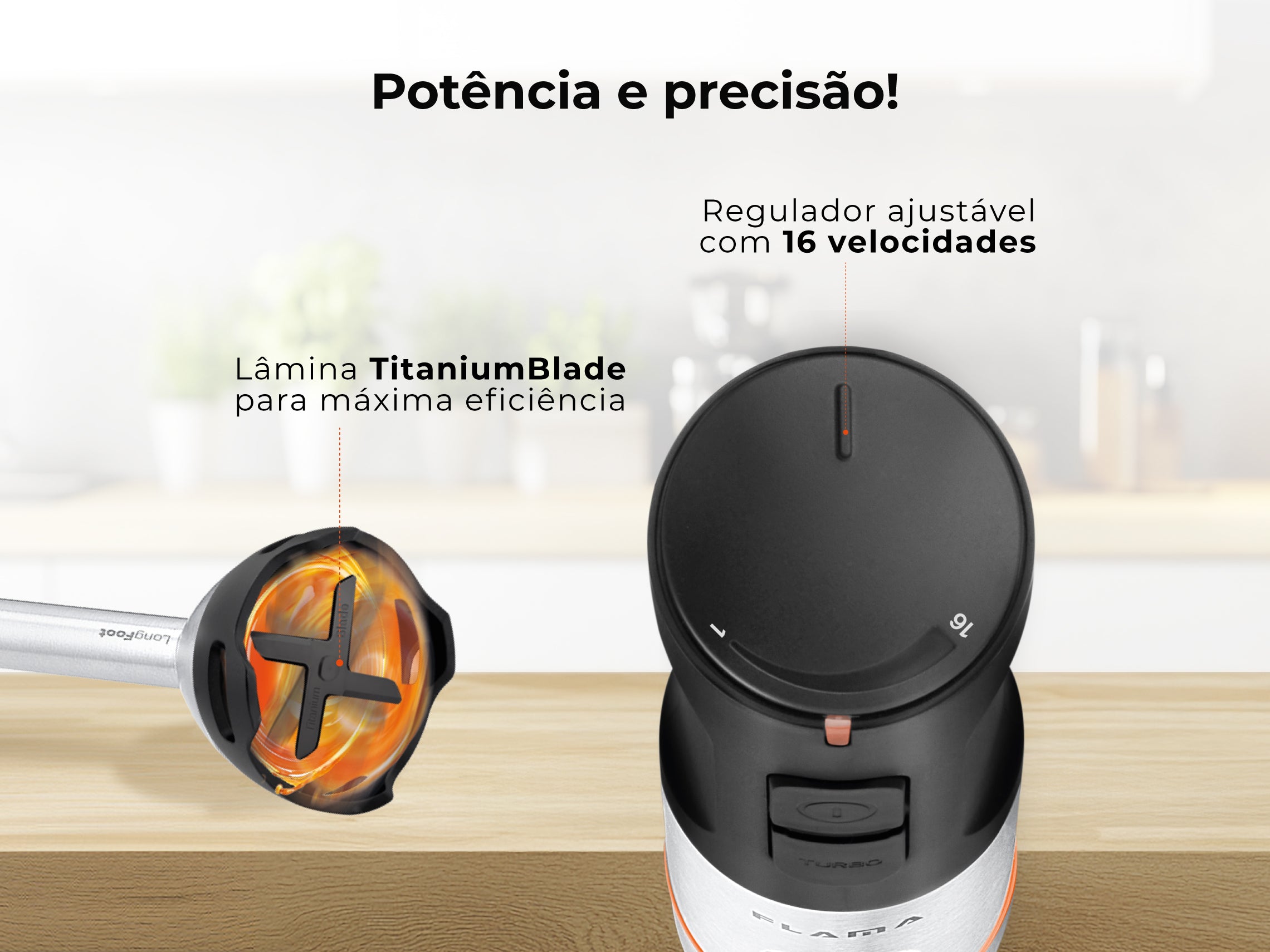 Varinha Mágica BlendUltra LongFoot AntiScratch 1500W 2063FL FLAMA