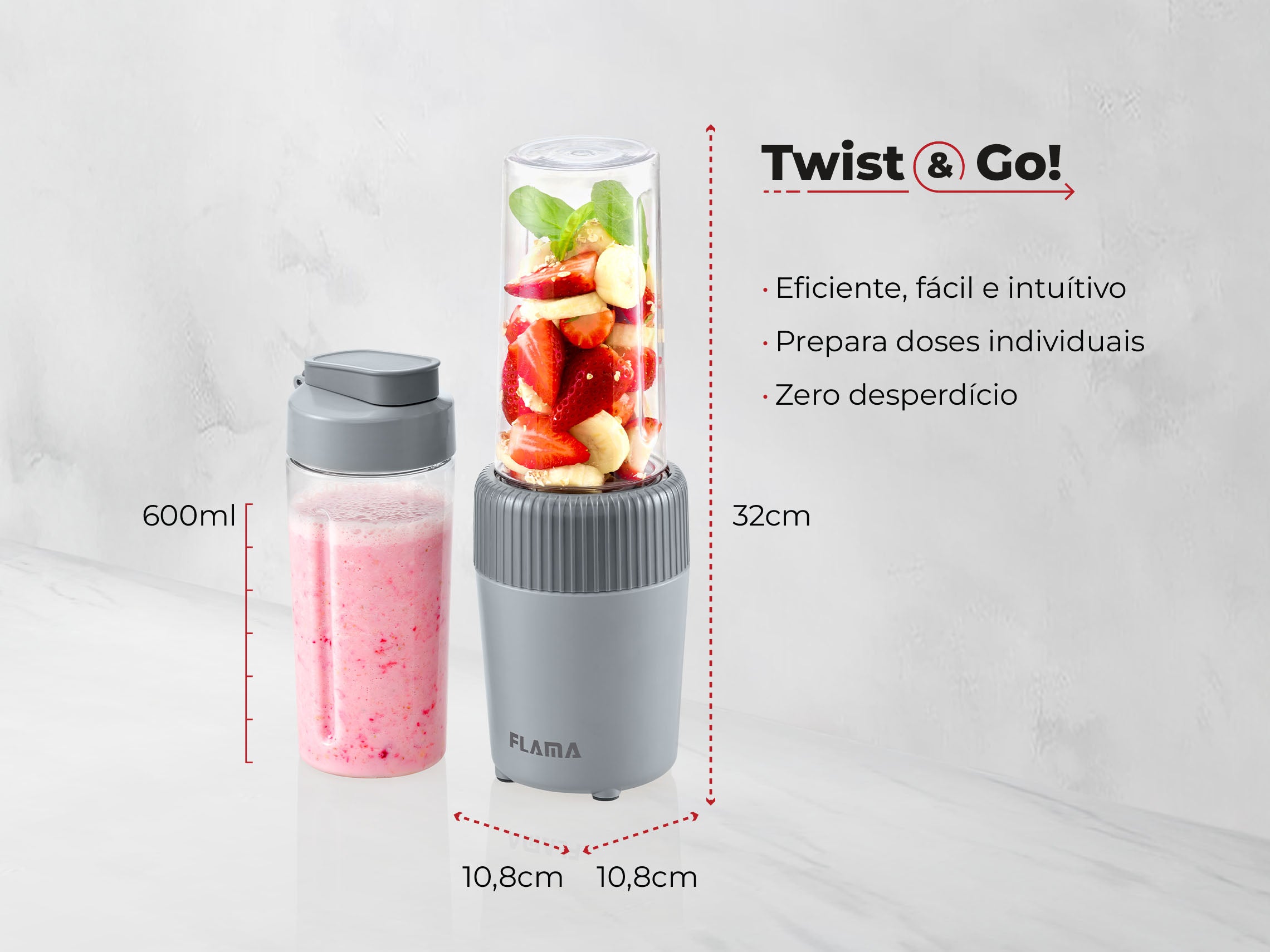 Liquidificadora To-Go Stone Gray 2222FL FLAMA