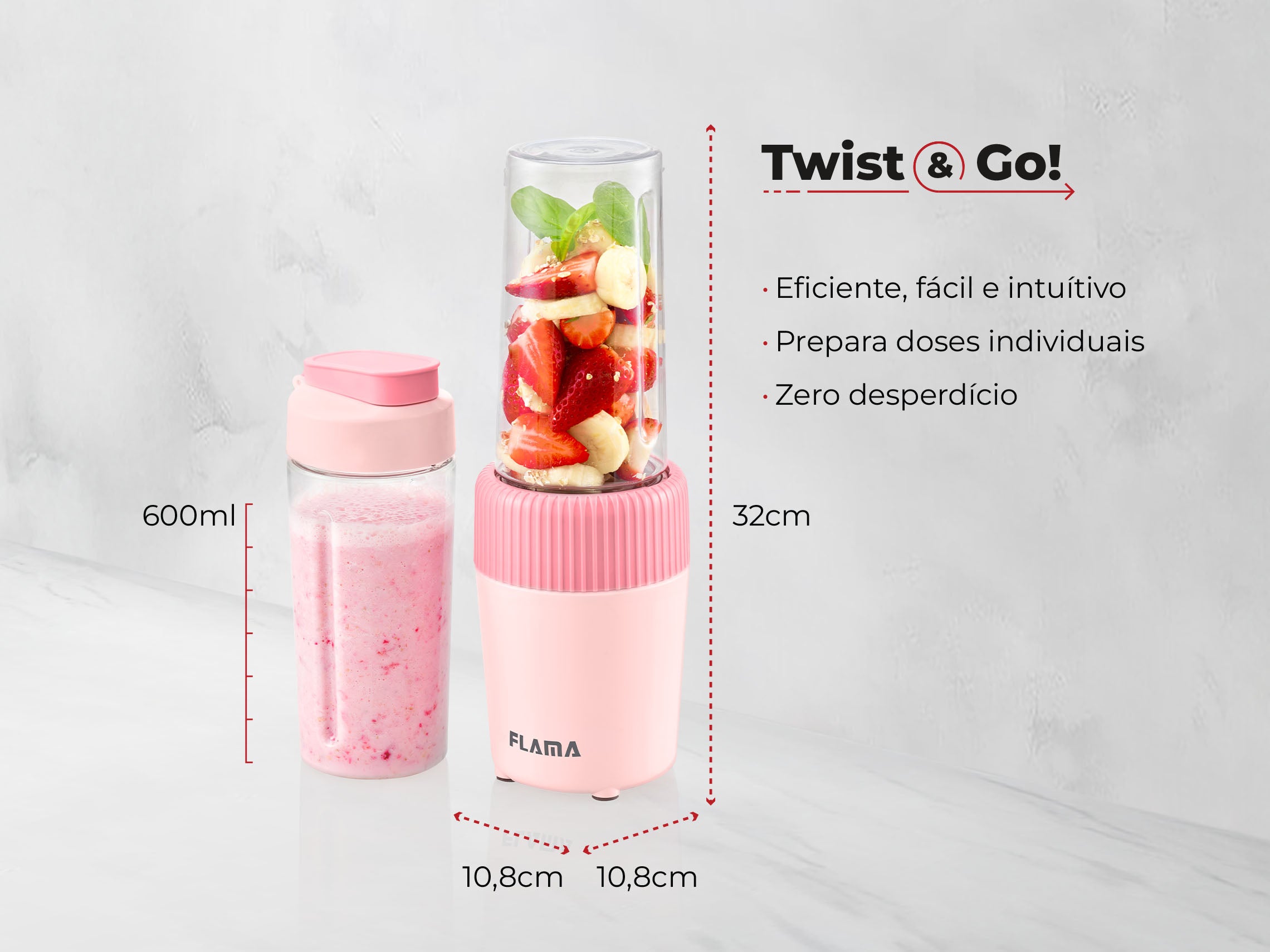 Liquidificadora To-Go Cherry Pink 2223FL FLAMA