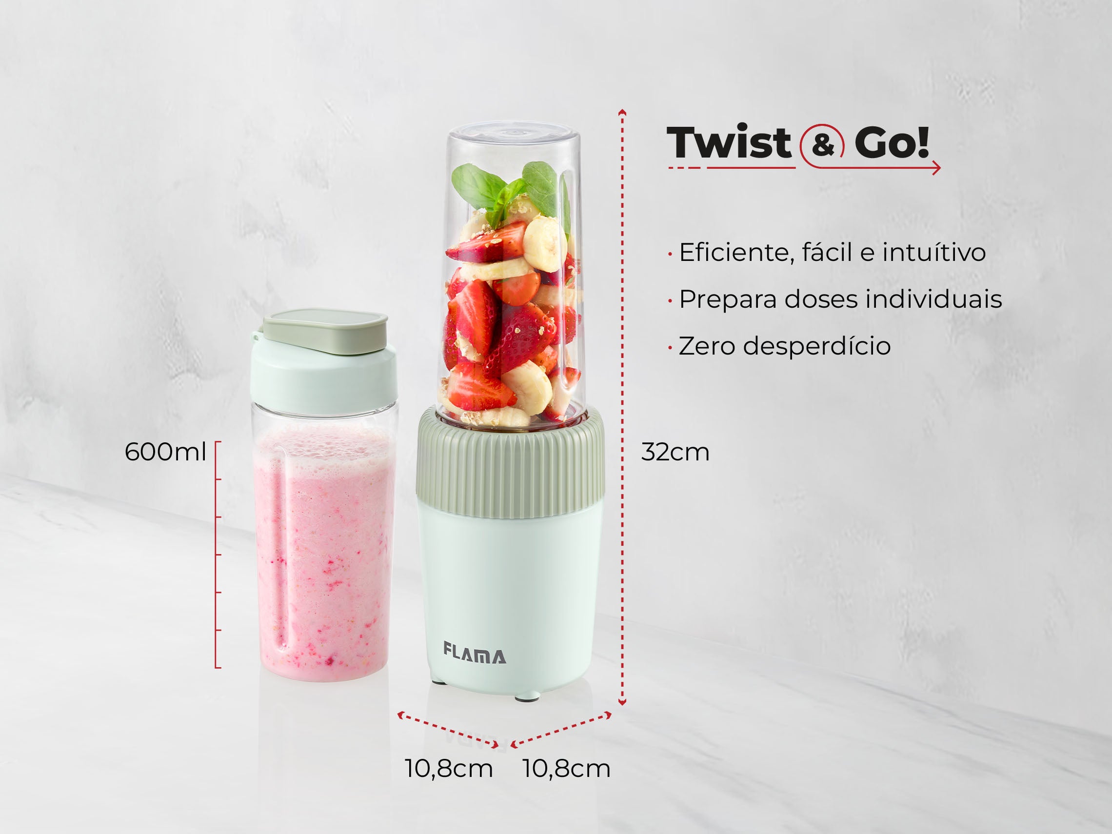 Liquidificadora To-Go Mint Green 2224FL FLAMA
