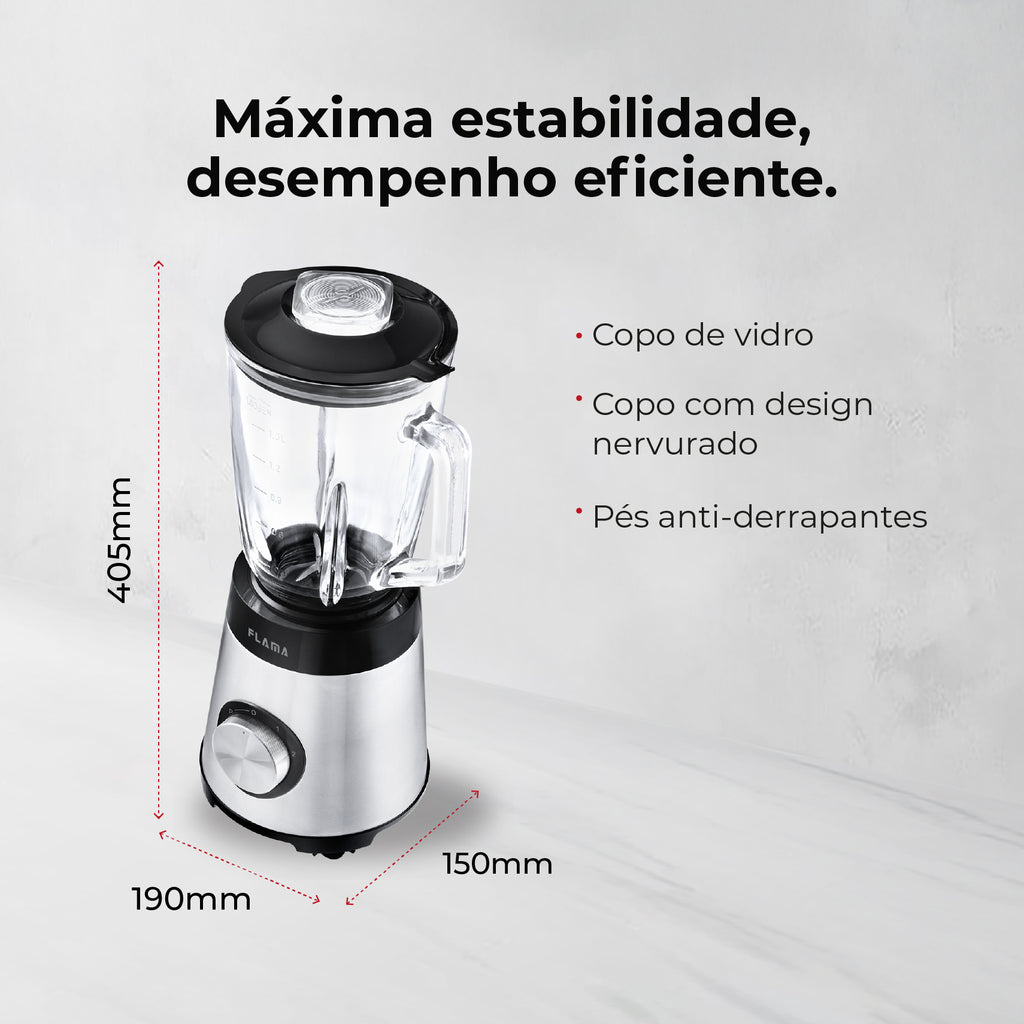 Liquidificadora Inox 1300W Com Copo de Vidro 2237FL