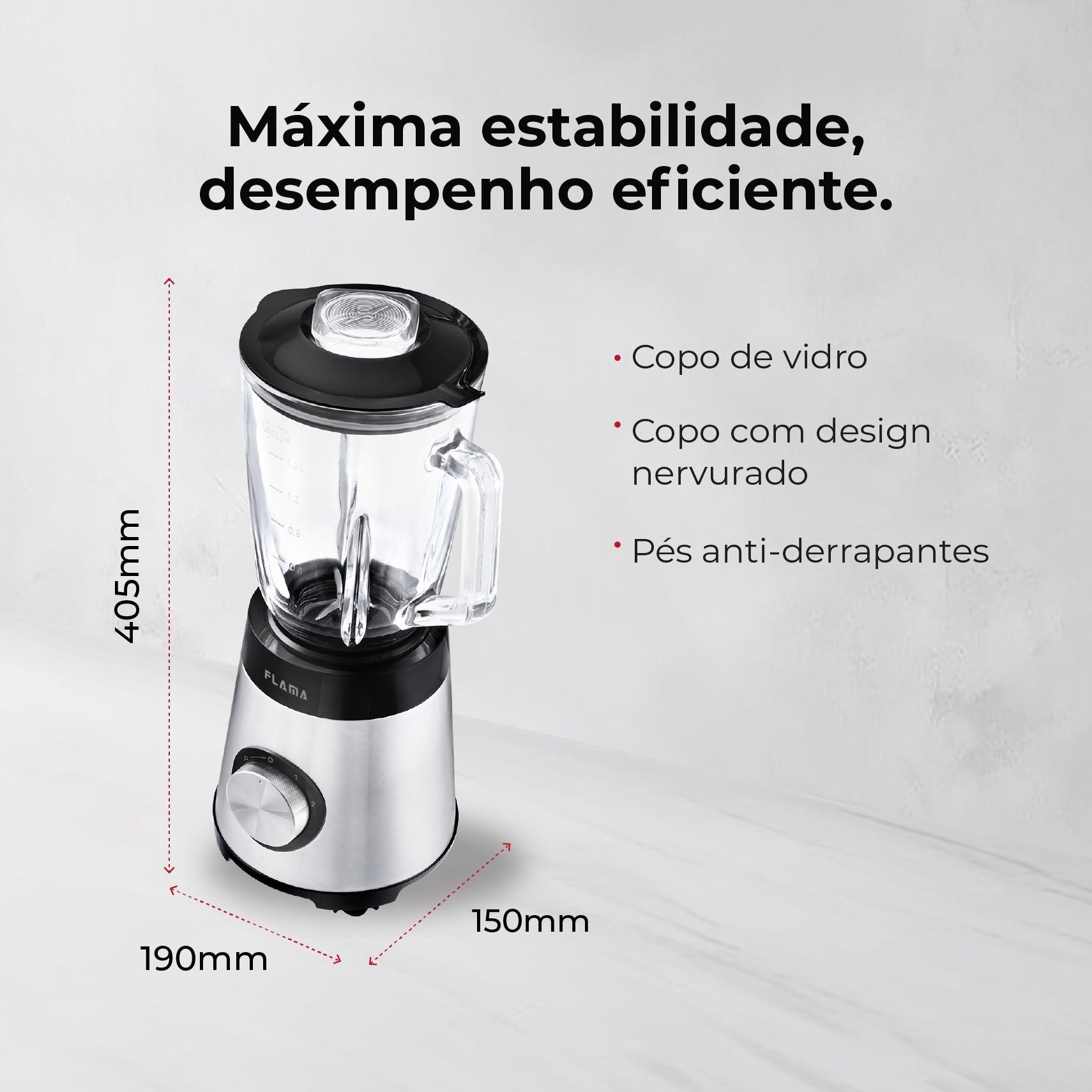Liquidificadora Inox 1300W Com Copo de Vidro 2237FL