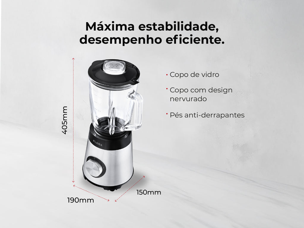 Liquidificadora Inox 1300W Com Copo de Vidro 2237FL FLAMA