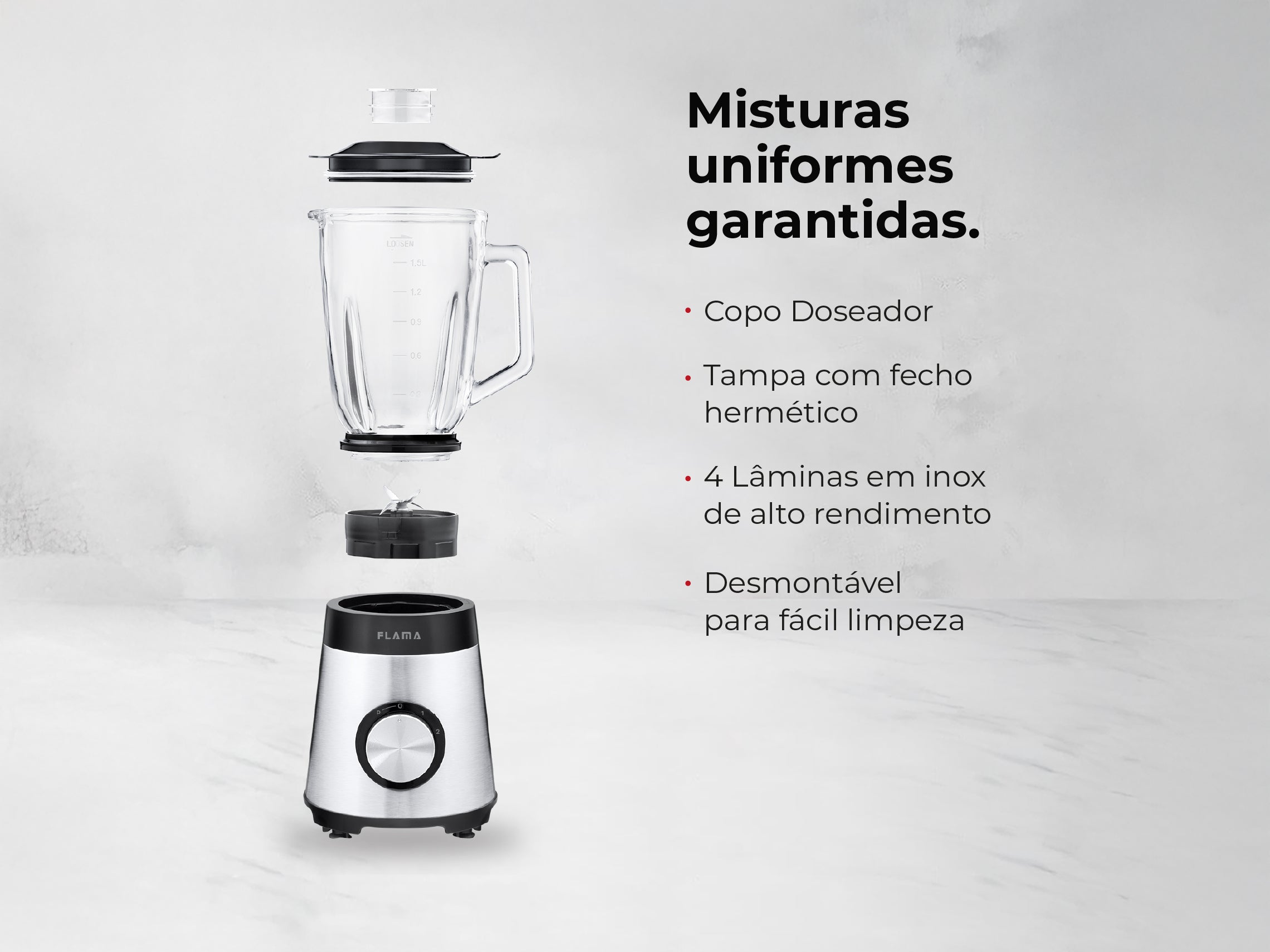 Liquidificadora Inox 1300W Com Copo de Vidro 2237FL FLAMA