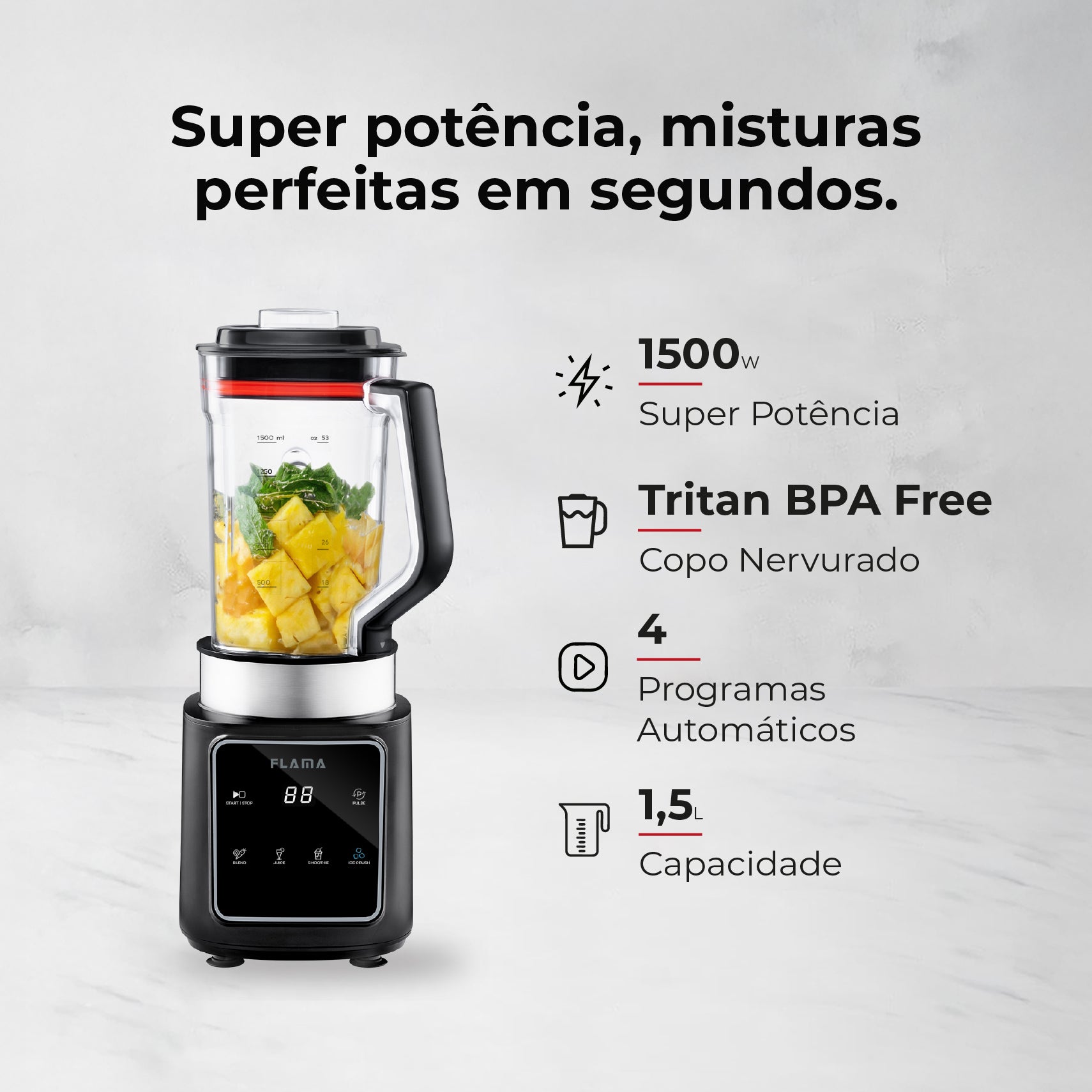 Liquidificadora Digital 1500W Com Copo Tritan 2253FL
