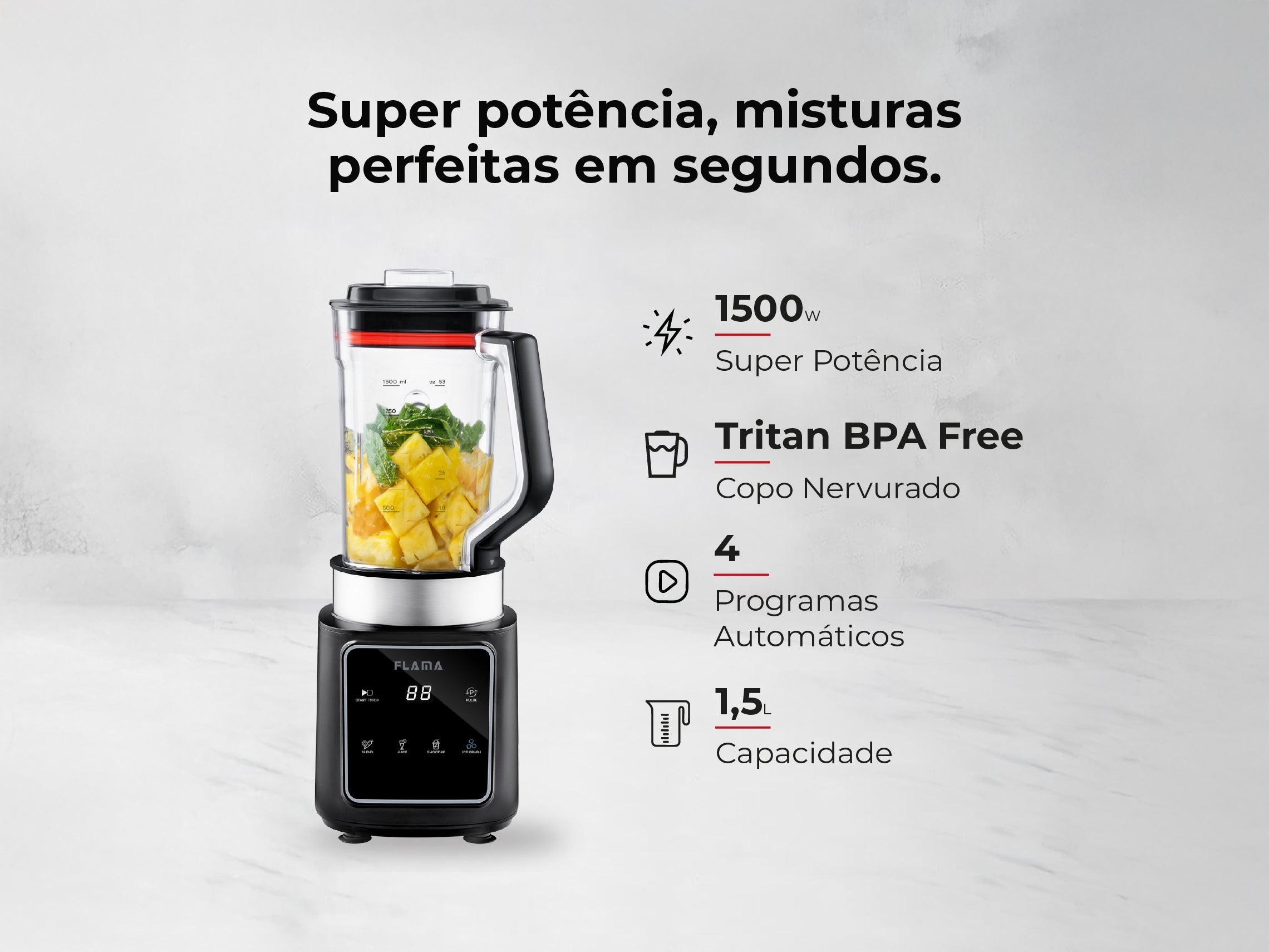 Liquidificadora Digital 1500W Com Copo Tritan 2253FL FLAMA