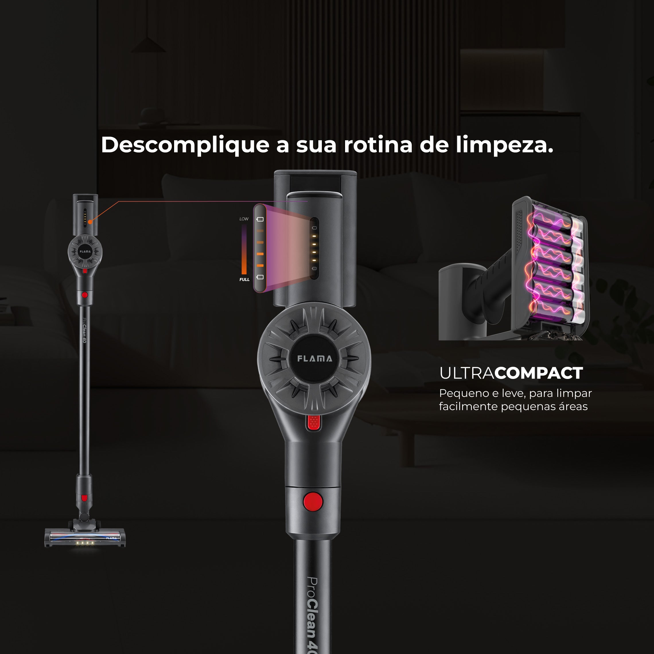 Aspirador Vertical ProClean 40 Sem Fios 1644FL