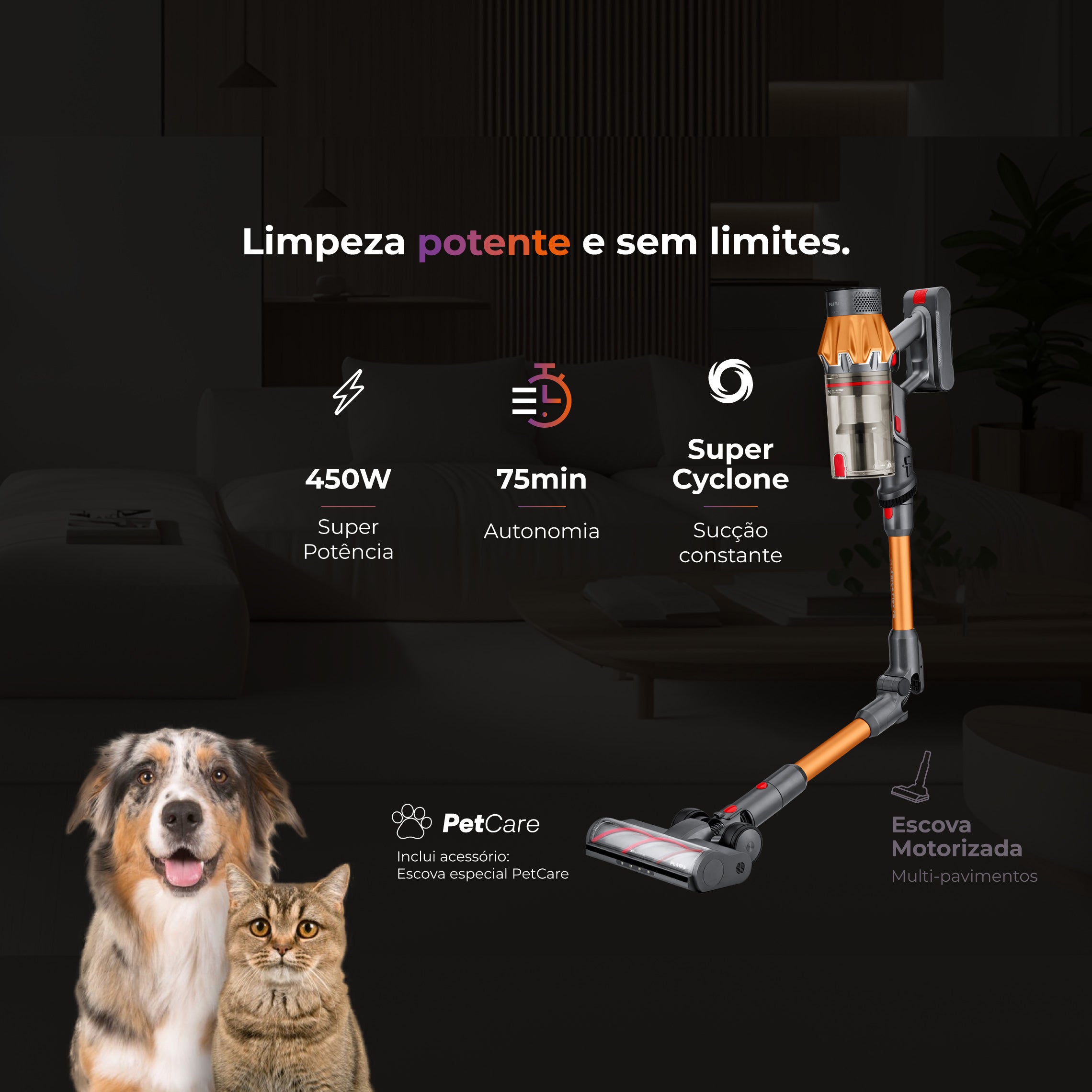 Aspirador Vertical ProForce Flex 75 Sem Fios 1647FL