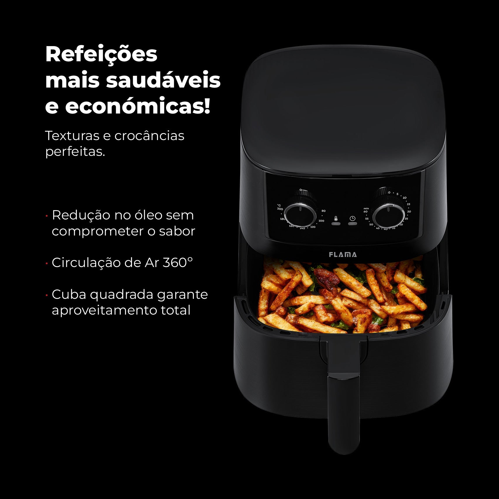 Fritadeira Sem Óleo Air Fryer 4.2L Preta 646FL
