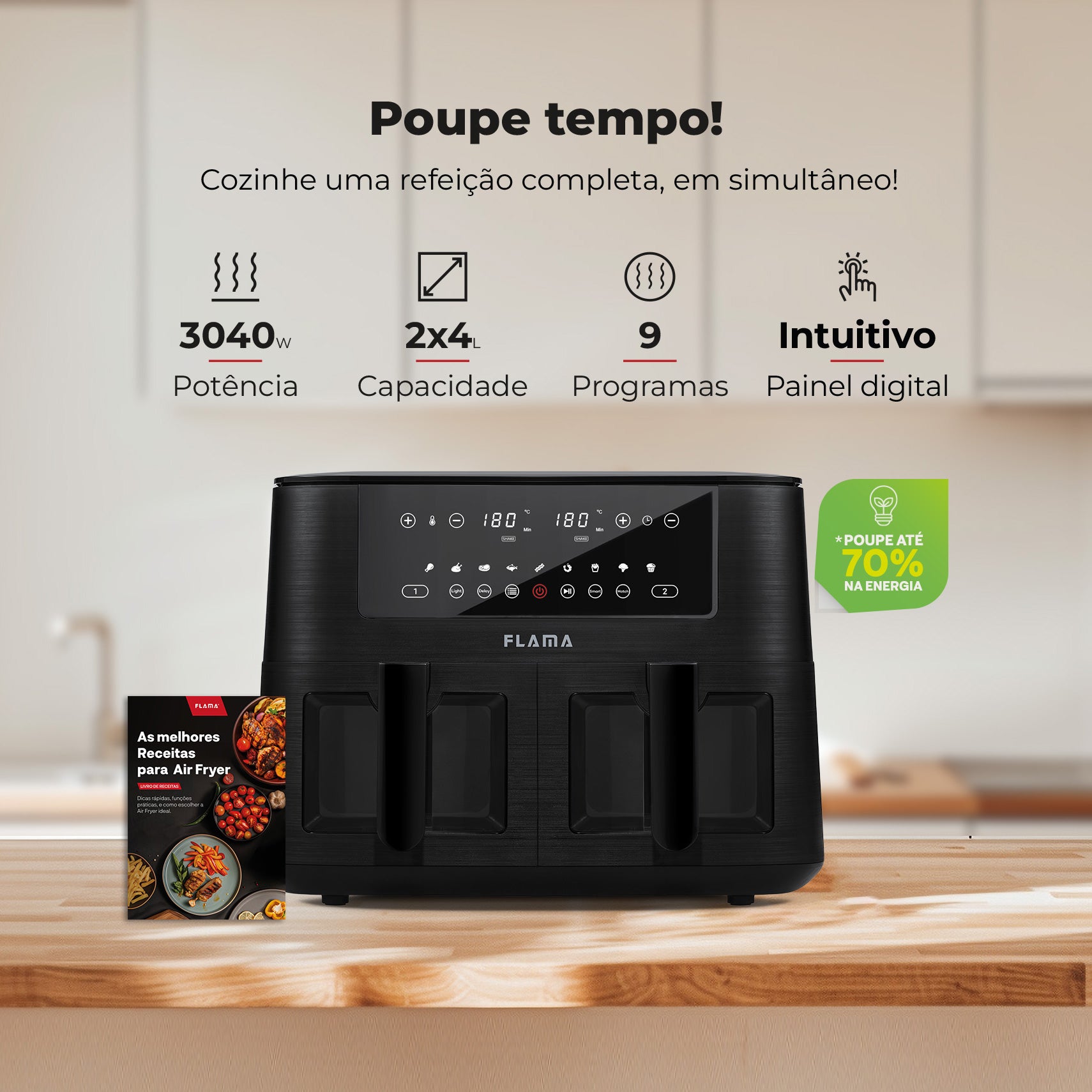 Fritadeira Sem Óleo Air Fryer 2 Gavetas 8L 698FL