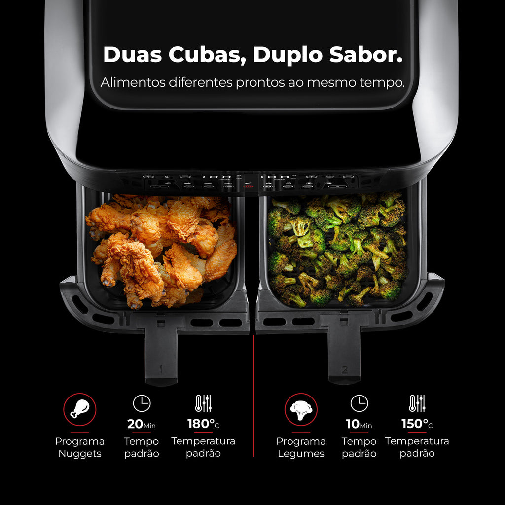 Fritadeira Sem Óleo Air Fryer 2 Gavetas 8L 698FL