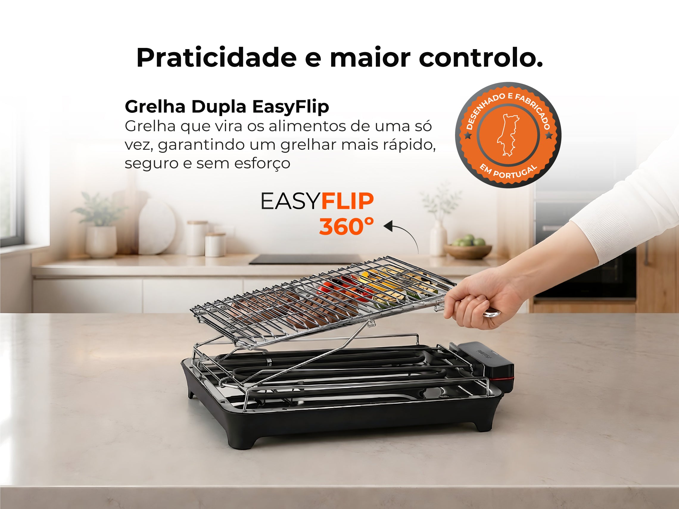 Grelhador Elétrico de Resistência HeatUltra EasyFlip M 2400W 4324FL FLAMA