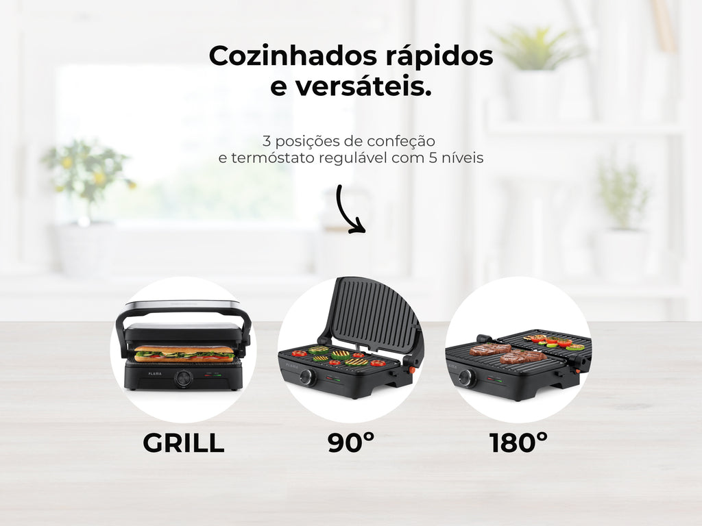 Grelhador Elétrico de Placas Inox HeatEasy 1500W 4422FL FLAMA