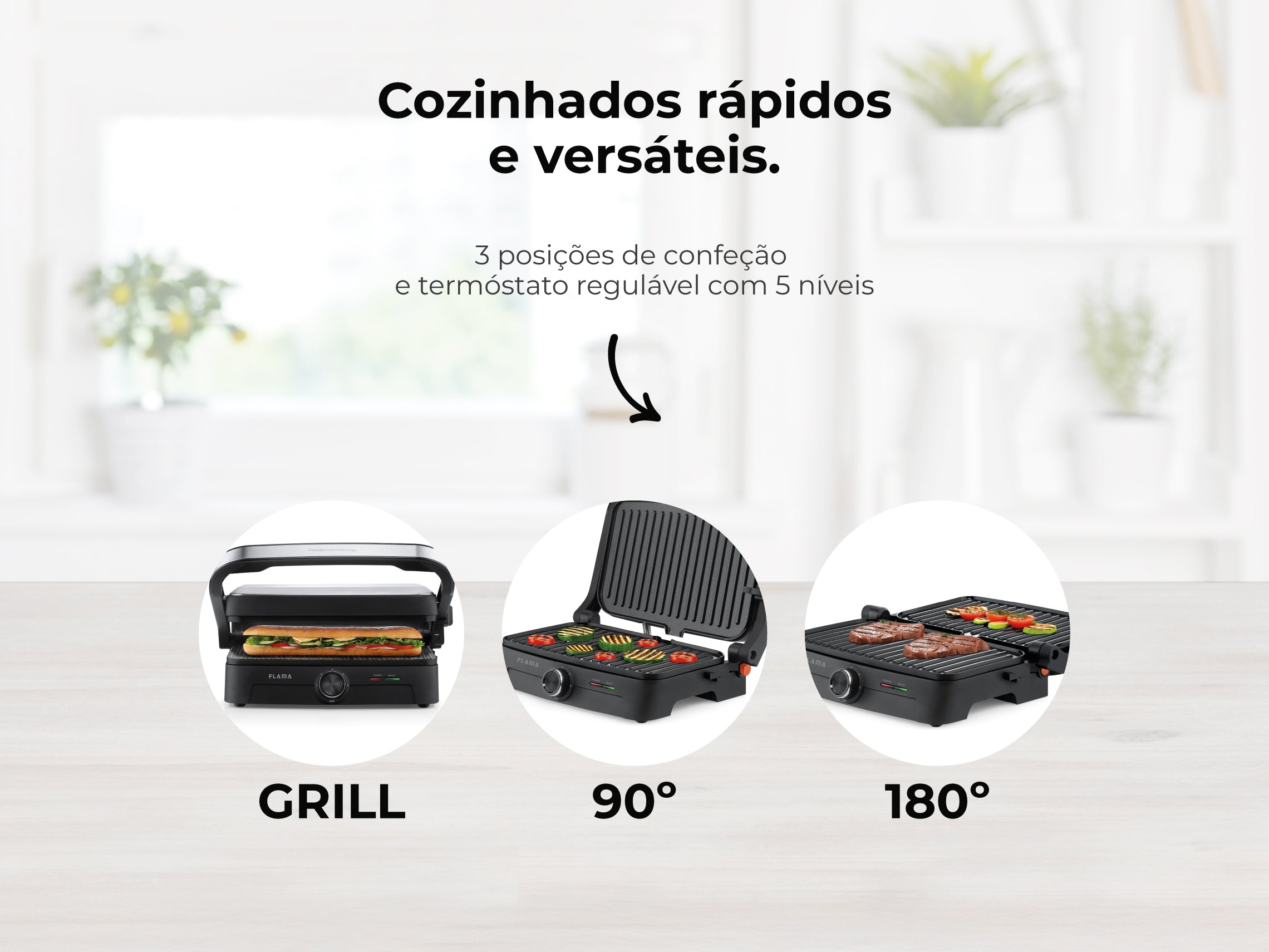 Grelhador Elétrico de Placas Inox HeatEasy 1500W 4422FL FLAMA