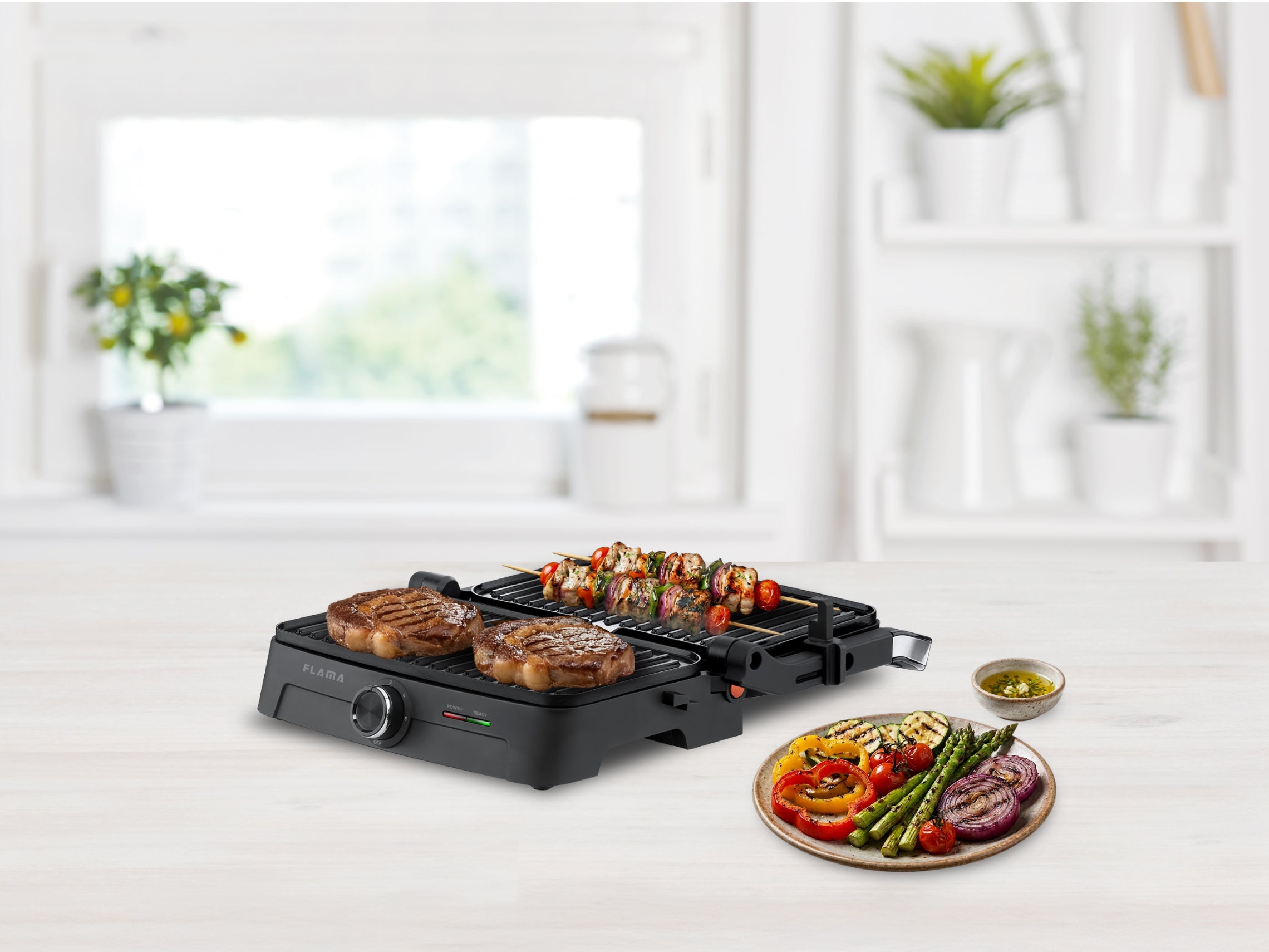 Grelhador Elétrico de Placas Inox HeatEasy 1500W 4422FL FLAMA