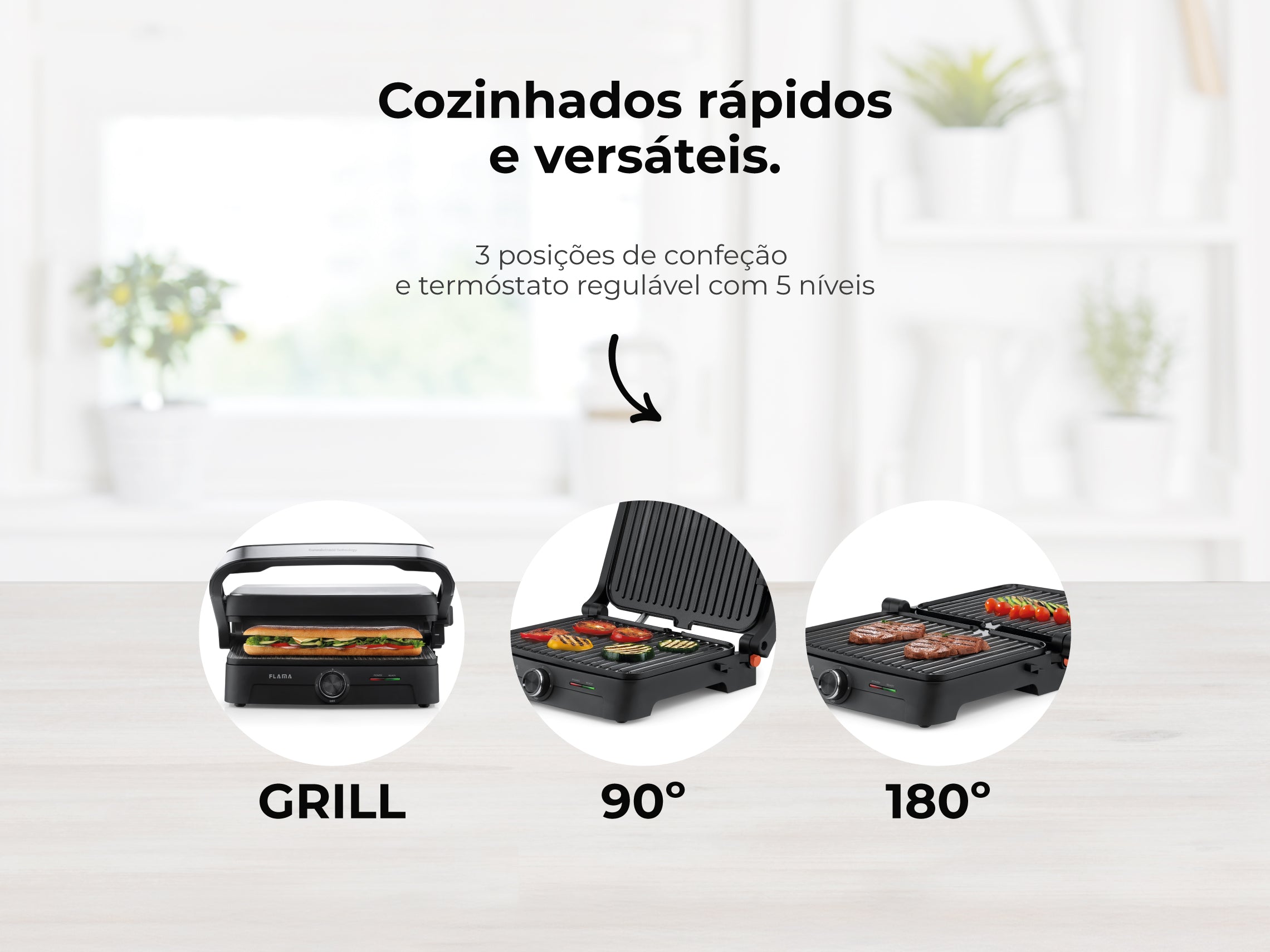 Grelhador Elétrico de Placas Inox HeatPro 2000W 4522FL FLAMA