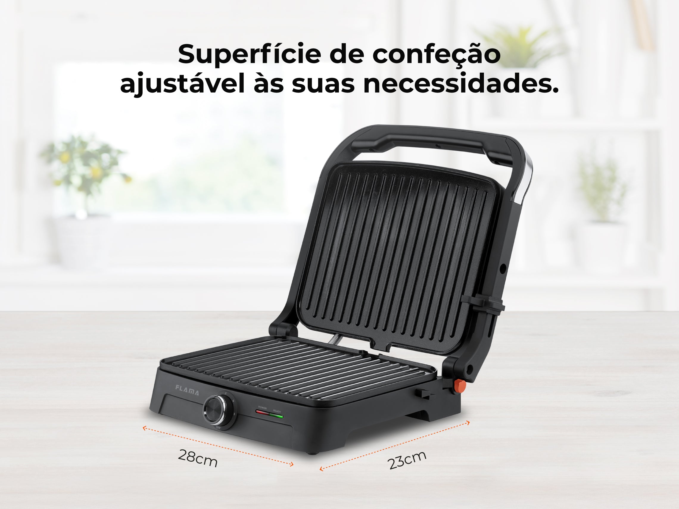 Grelhador Elétrico de Placas Inox HeatPro 2000W 4522FL FLAMA