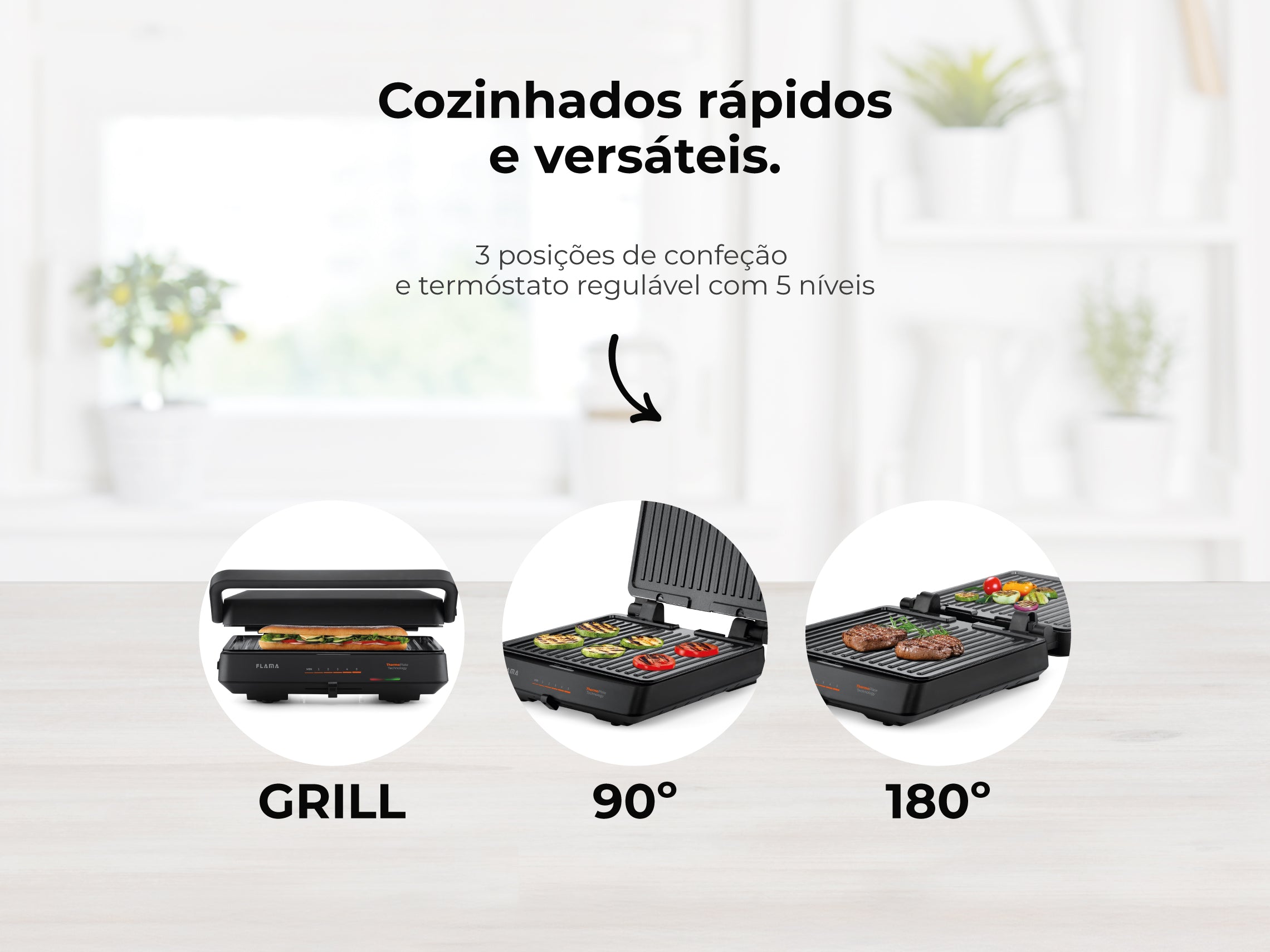 Grelhador Elétrico de Placas SlideControl HeatPro 2000W 4586FL FLAMA